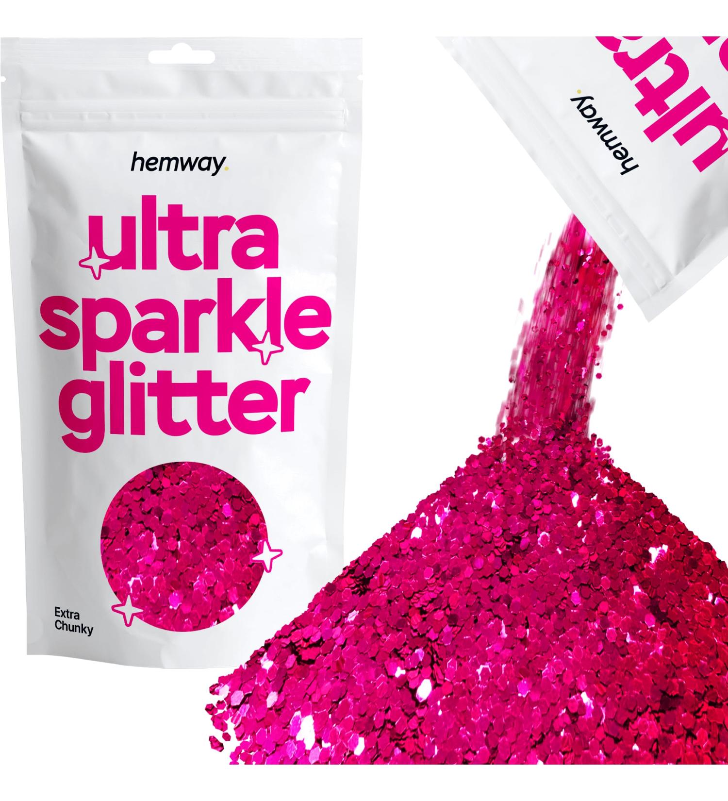 Hemway Extra-Chunky Glitter 100g - Cosmetic Safe Dark Rose Pink 1mm | Buy Internationally - Buy Online on SooperMarket.com