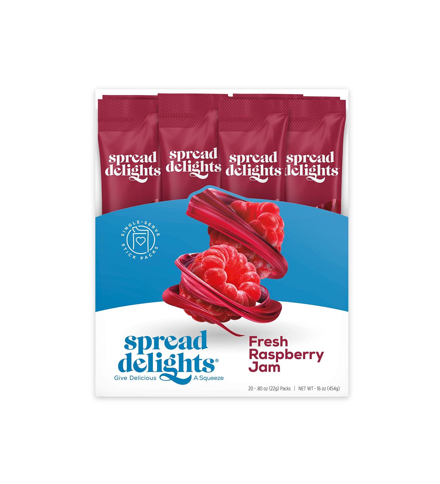 Spread Delights Raspberry Jam â Single Serve Packs for On-the-Go Snacks  All Natural  (20-Count) Raspberry Spread 0.8 Ounce (Pack of 20) - Buy Online on SooperMarket.com