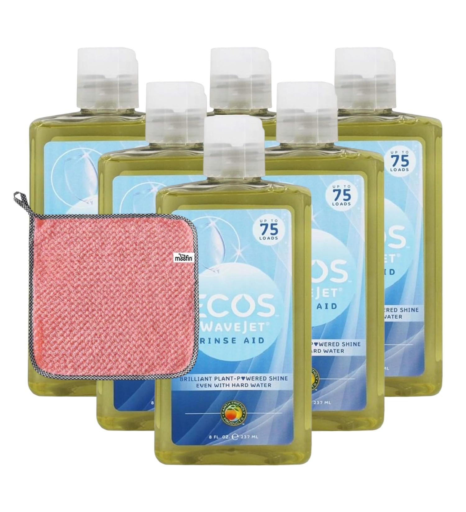 Earth Friendly Wave Jet Rinse Aid 8 fl oz - Bundle with Cleaning Towels | Plant-Powered Dishwasher Aid for Spot-Free Shine | Non-Chemical Ideal for All Dishwashers Pack of 6 - Buy Online on SooperMarket.com