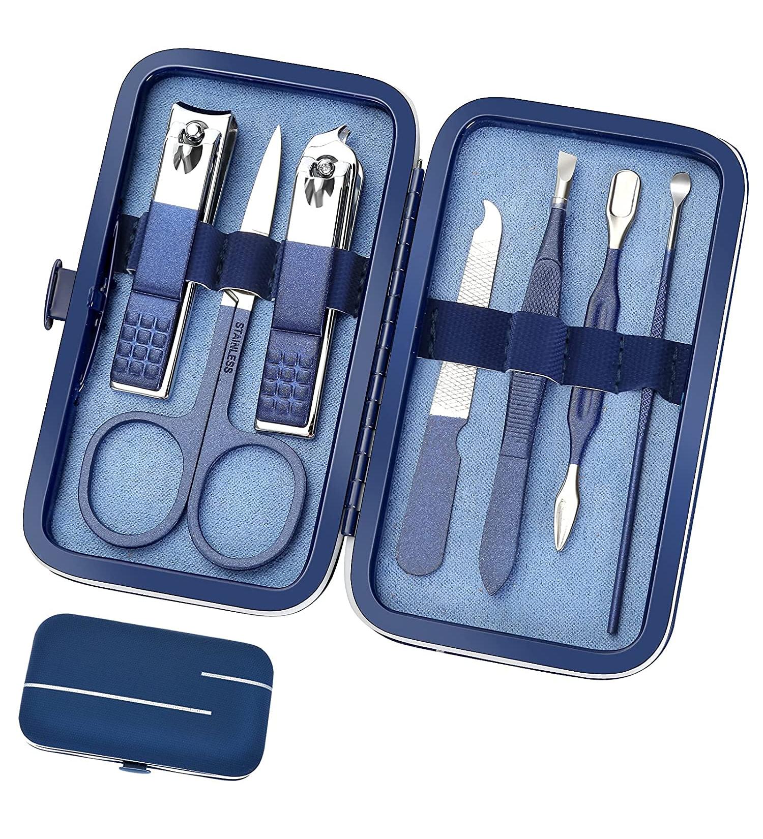 Professional Manicure Set for Men & Women - Stainless Steel Nail Care Tools with Travel Leather Case - Buy Online on SooperMarket.com