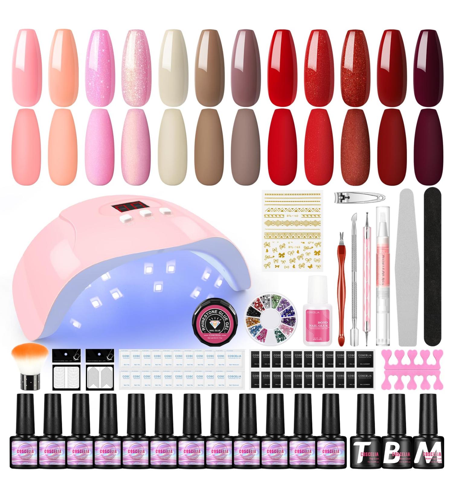 COSCELIA Gel Nail Kit | 36W Nail Lamp | 12 Colours Gel Nail Polish Set | All Seasons Starter Set | DIY at Home | Gift for Women - Buy Online on SooperMarket.com