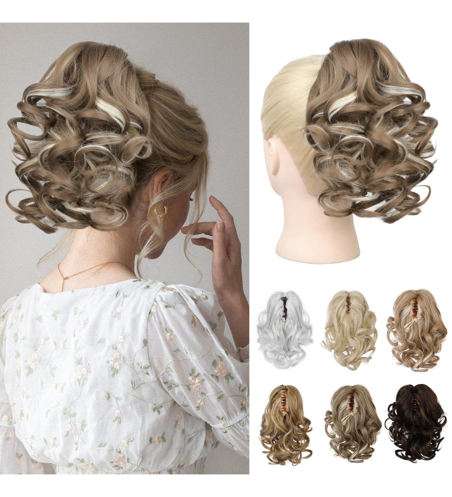 REECHO Classic Loose Curly Wavy Claw Clip Ponytail Extension - Ash Brown with Platinum Highlights - Buy Online on SooperMarket.com