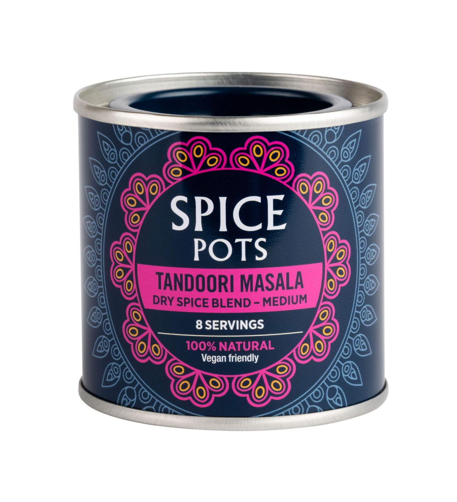 Spice Pots Tandoori Masala Powder - 100% Natural, Gluten-Free & Vegan - Medium Heat Dry Spice Blend - 40g Pot (8 Servings) - Buy Online on SooperMarket.com