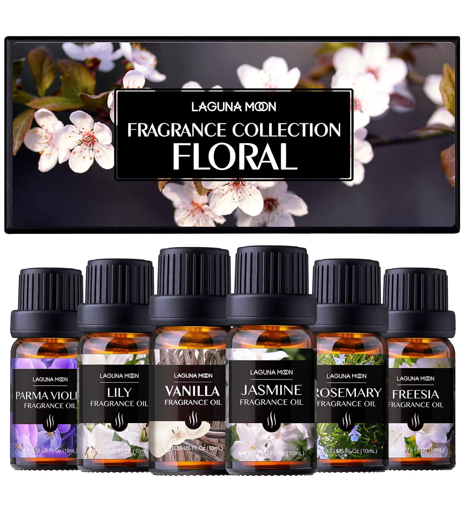 Floral Fragrance Oil Collection - Premium Grade 6-Pack Gift Set for Diffuser, Candle Making, Soap, Slime & Aromatherapy - Jasmine, Vanilla, Freesia, Lily, Rosemary - 10ml Bottles | Floral Organic Scents - Buy Online on SooperMarket.com