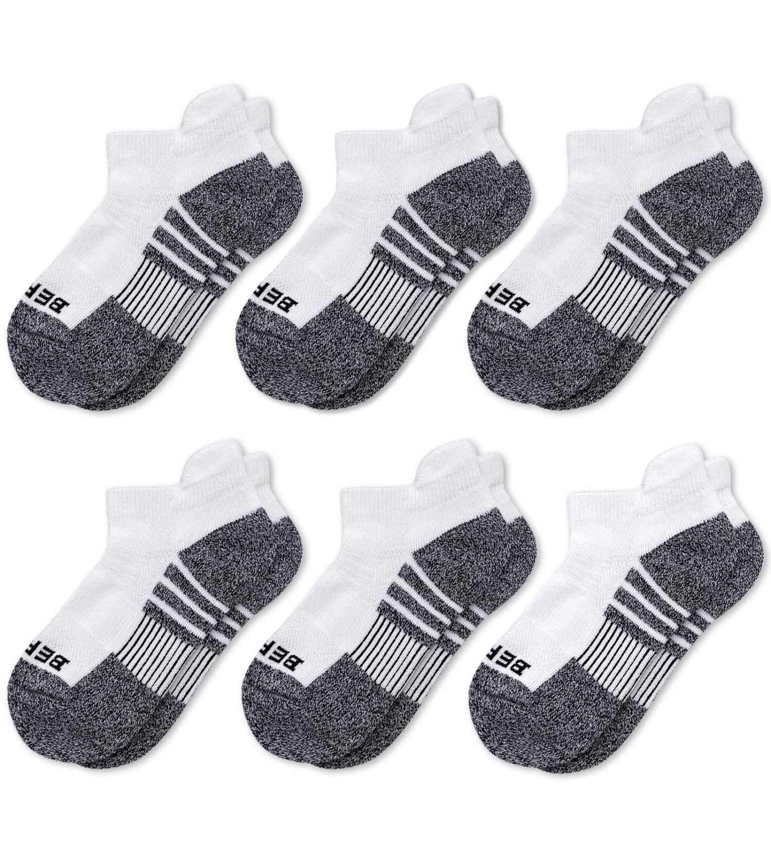 BERING Kids' Athletic Ankle Socks 6 Pairs - White Low Cut Tab for Youth Boys Girls (Large) - Buy Online on SooperMarket.com