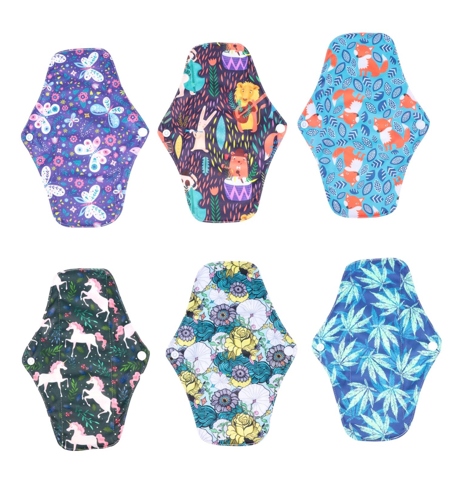 6pcs Reusable Bamboo Charcoal Panty Liners | Washable Cloth Menstrual Pads Set for Girls | Maternity Napkin & Panties | Eco-Friendly Menstrual Pad - Buy Online on SooperMarket.com