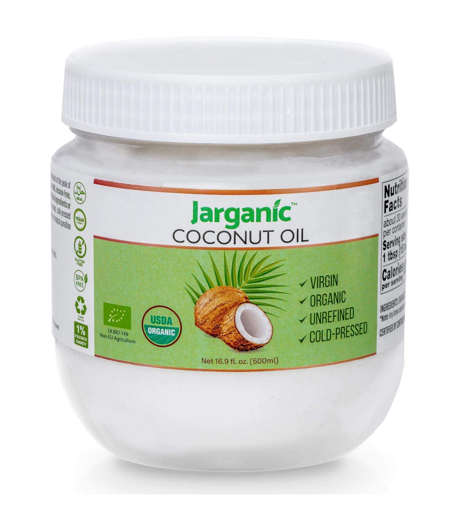 Organic Coconut Oil 500ml for Cooking Baking Hair Skin Body Face - Extra Virgin Natural Pure Cold-Pressed Unrefined - Vegan Keto Paleo Gluten Free - Buy Online on SooperMarket.com