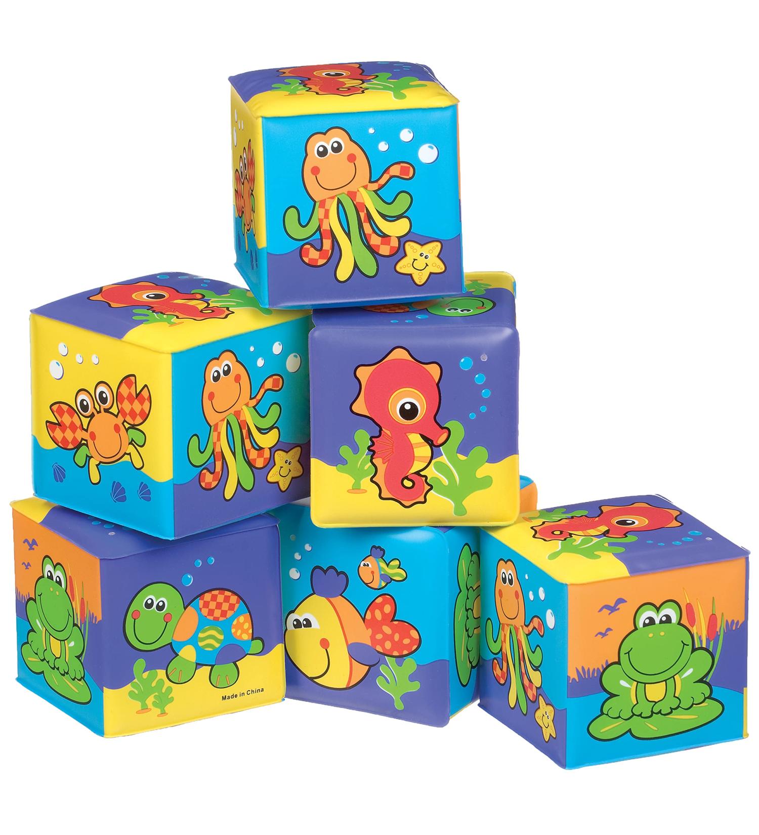 Playgro 181170 Bath Play Cube Set - 6 Colorful Animal Motifs for Infants 6 Months+ 7x7cm Fun Bath Toys - Buy Online on SooperMarket.com