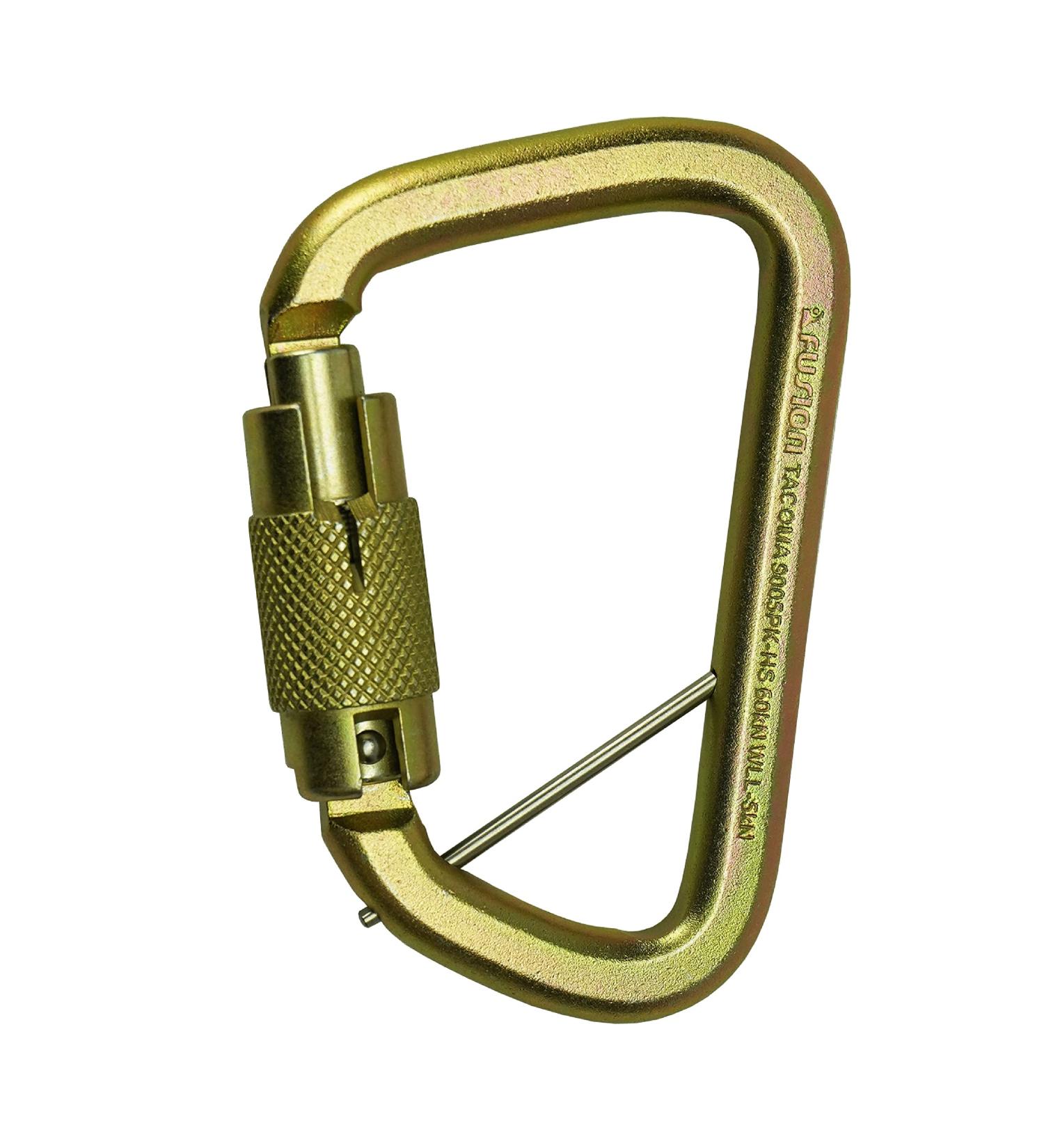 Fusion Tacoma D-Shaped Triple Lock Alloy Steel Carabiner - Gold | Heavy-Duty Climbing Gear - Buy Online on SooperMarket.com