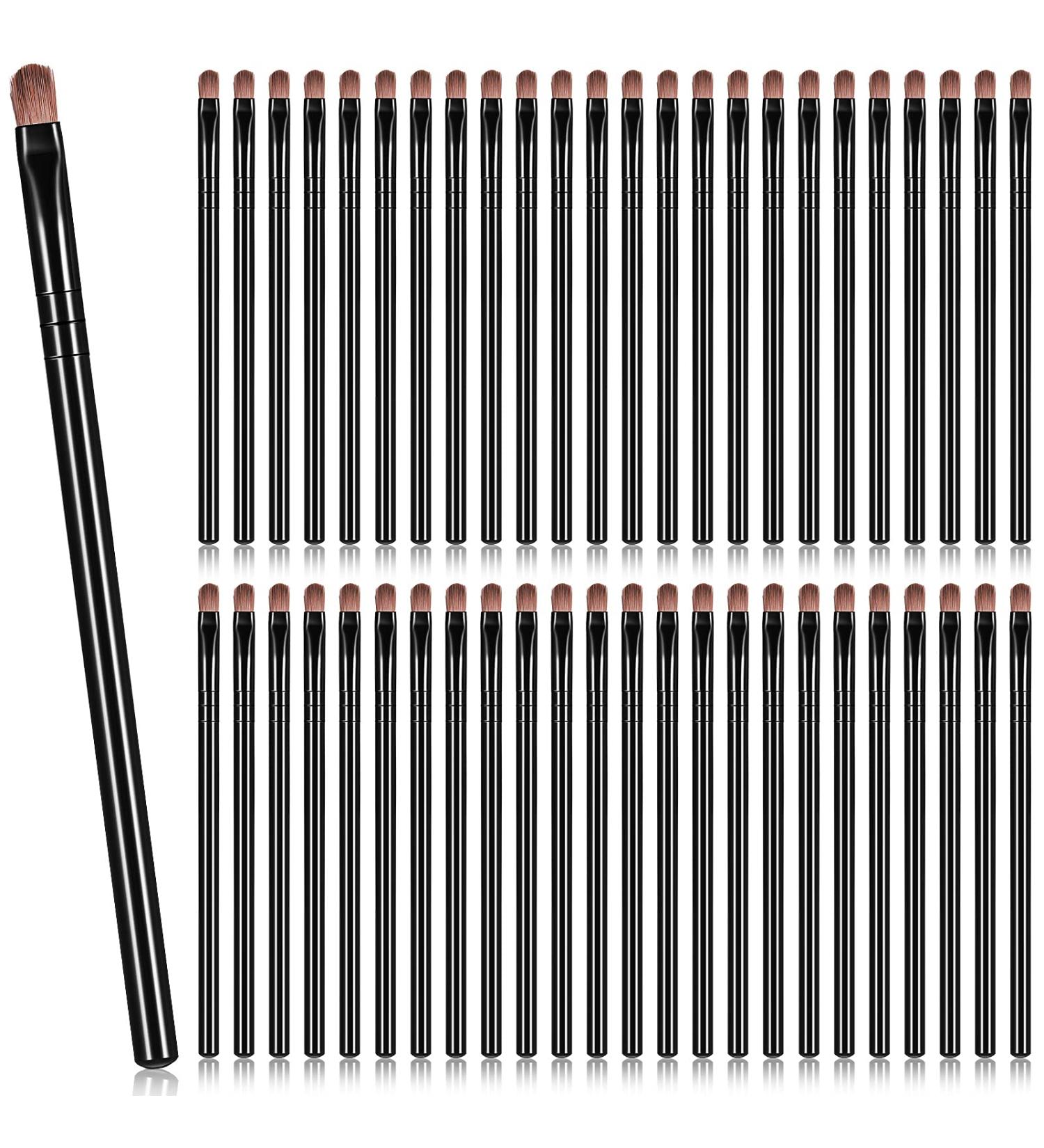 48 Piece Flat Makeup Brushes Set for Concealing, Blending, and Setting - Portable Synthetic Beauty Tools in Black - Buy Online on SooperMarket.com