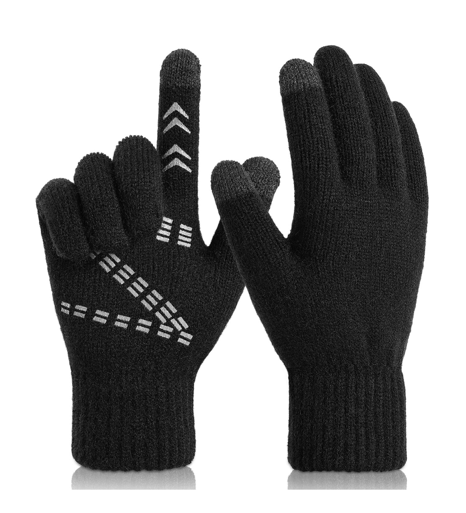 Cierto Winter Gloves - Unisex Cold Weather Stretchy Knit Thermal Touch Screen Gloves | Windproof Smart Phone Touchscreen Warm Gloves for Driving Running Cycling Hiking - Black - Buy Online on SooperMarket.com