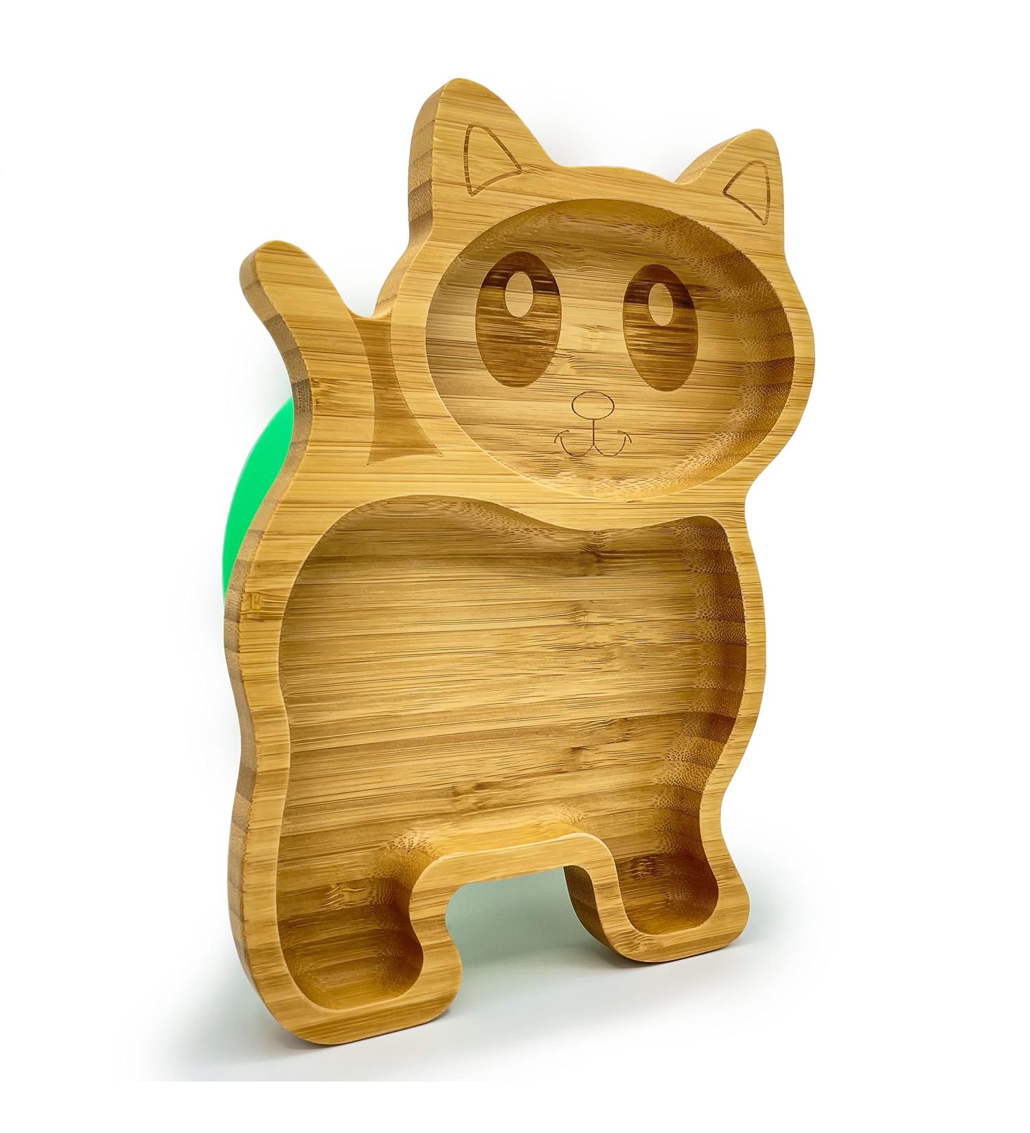 Eco Health Kitten Bamboo Baby Plate - Non-Toxic Suction Cup Toddler Plate for Baby Weaning - Cool to The Touch - Green - Buy Online on SooperMarket.com
