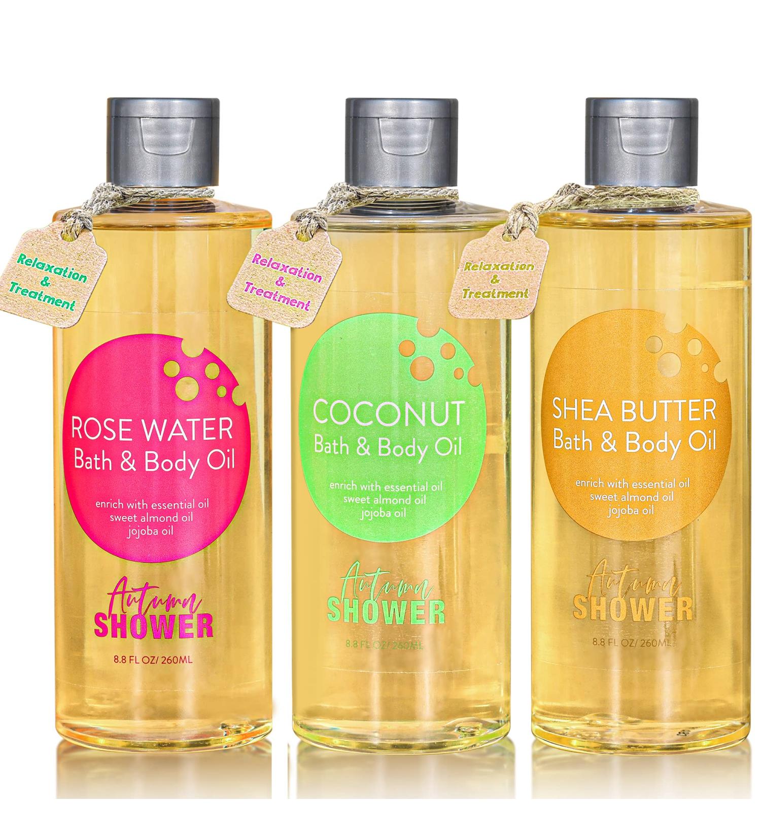 Autumn Shower Oil with Sweet Almond, Jojoba Oil, Shea Butter - Multiuse Bath and Body Oil for Women - 26.4 fl oz (Pack of 3) - Christmas Gift - Buy Online on SooperMarket.com