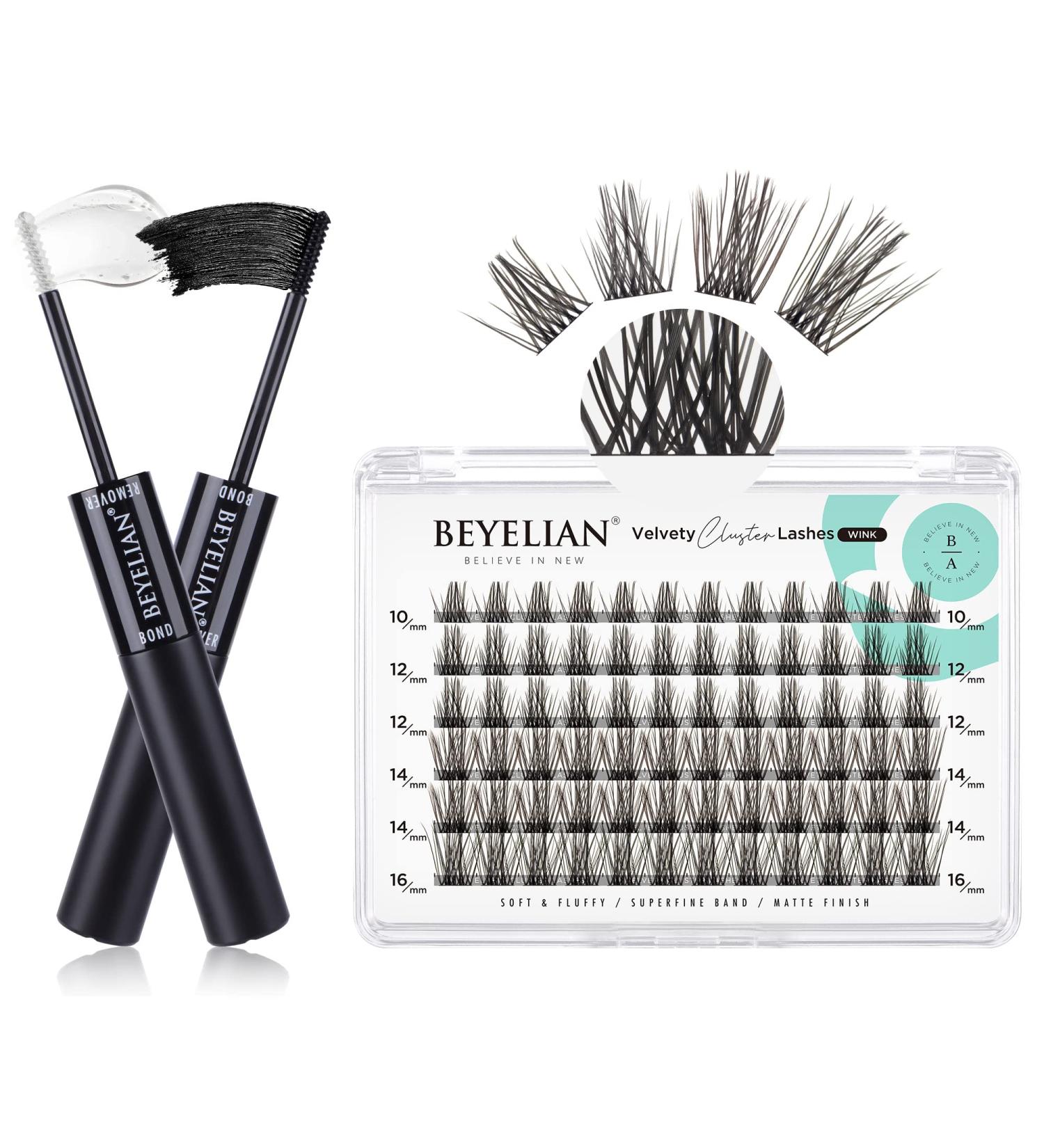 BEYELIAN Lash Clusters Kit - 72 Pcs 10-16mm Individual Cluster Lashes with Bond and Remover - Soft, Lightweight, Waterproof - Comfortable Adhesive - Buy Online on SooperMarket.com