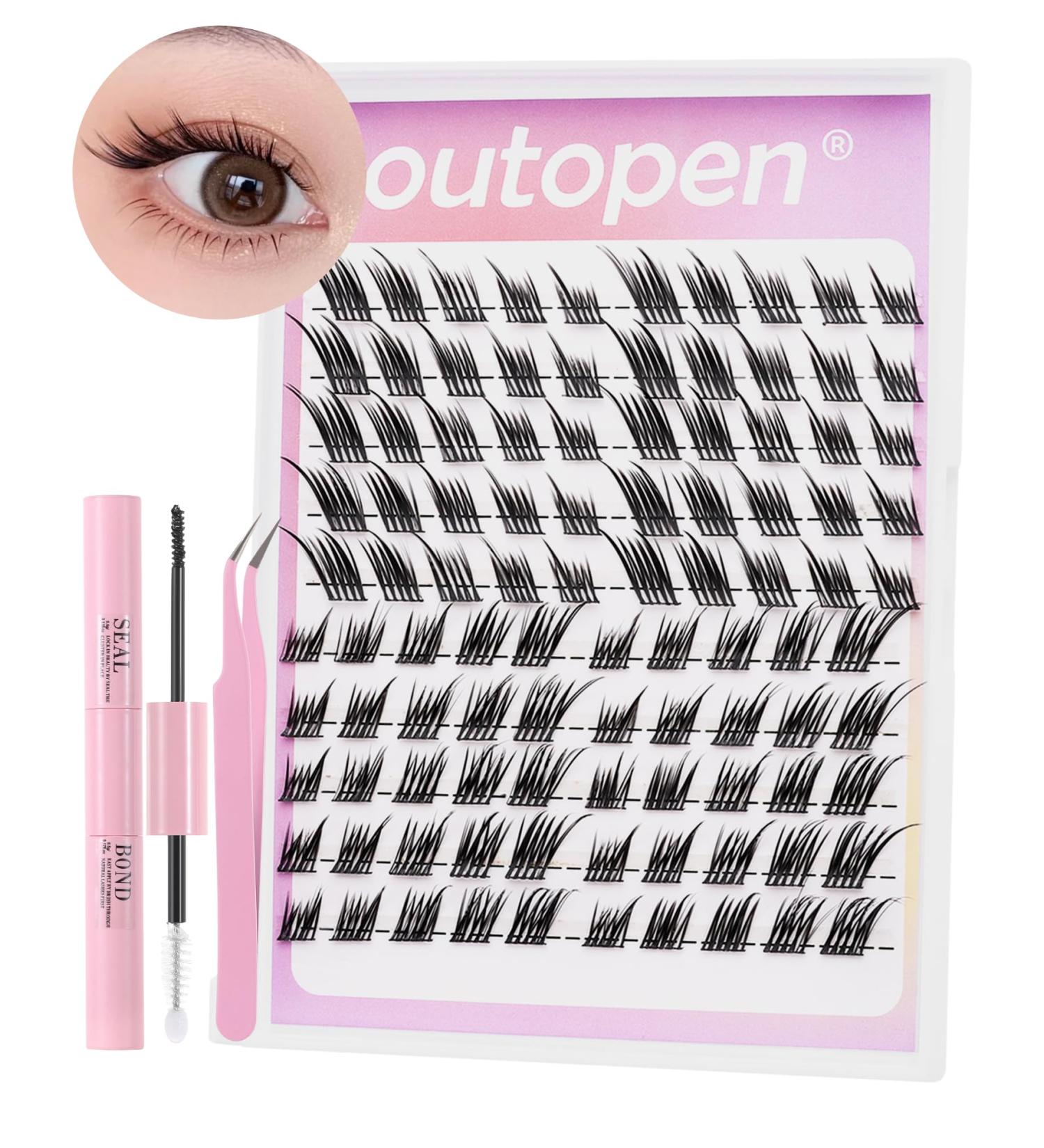 Outopen Manga Lash Clusters Fox Eye Lashes - DIY Lash Extension Kit with C Curl Natural Wispy Fairy Lashes Bond & Seal Tweezers | Shop Internationally - Buy Online on SooperMarket.com