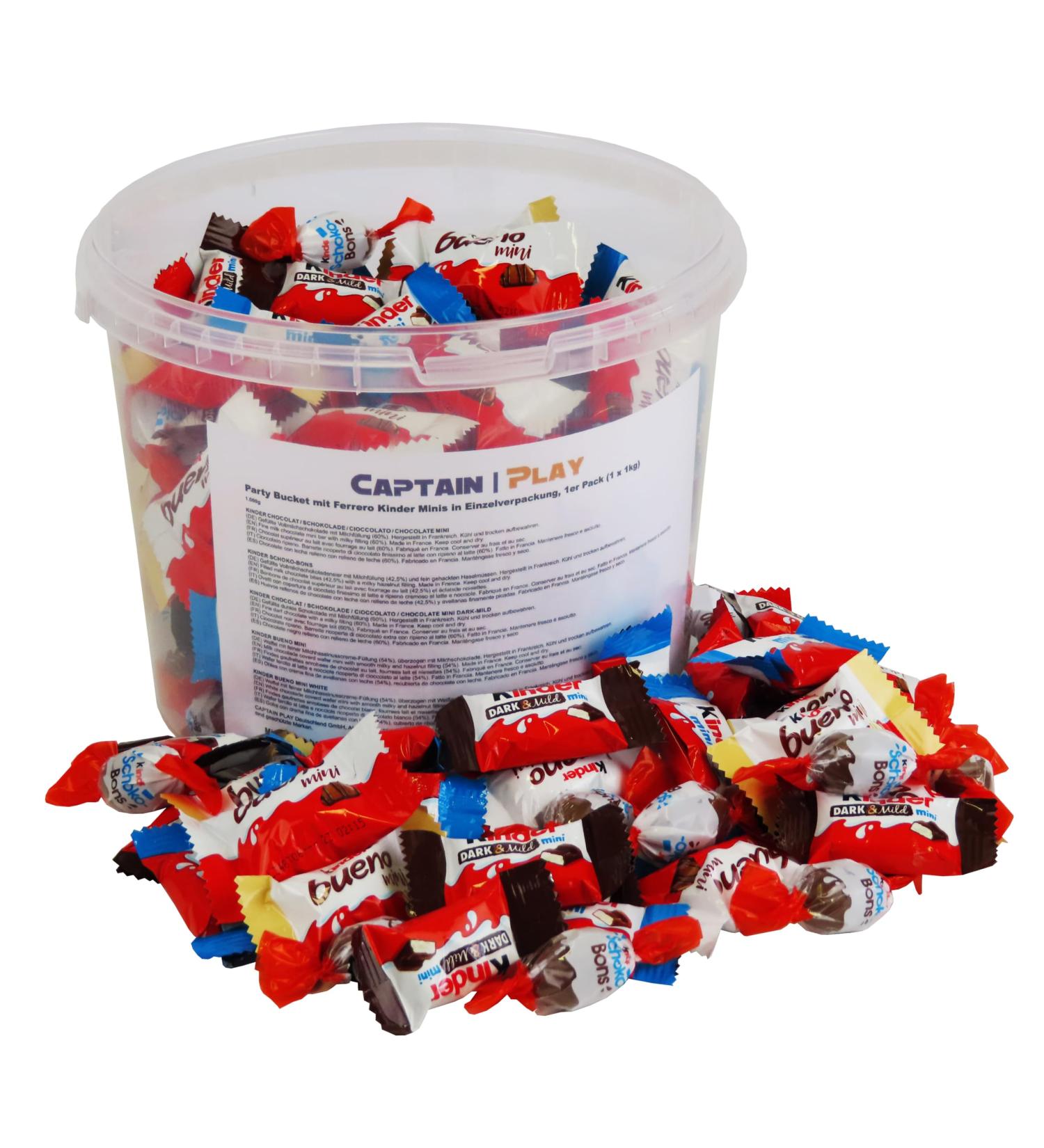 Party Bucket with Ferrero Kinder Minis - 180 Pieces (1kg) | Perfect for Celebrations - International Shipping - Buy Online on SooperMarket.com