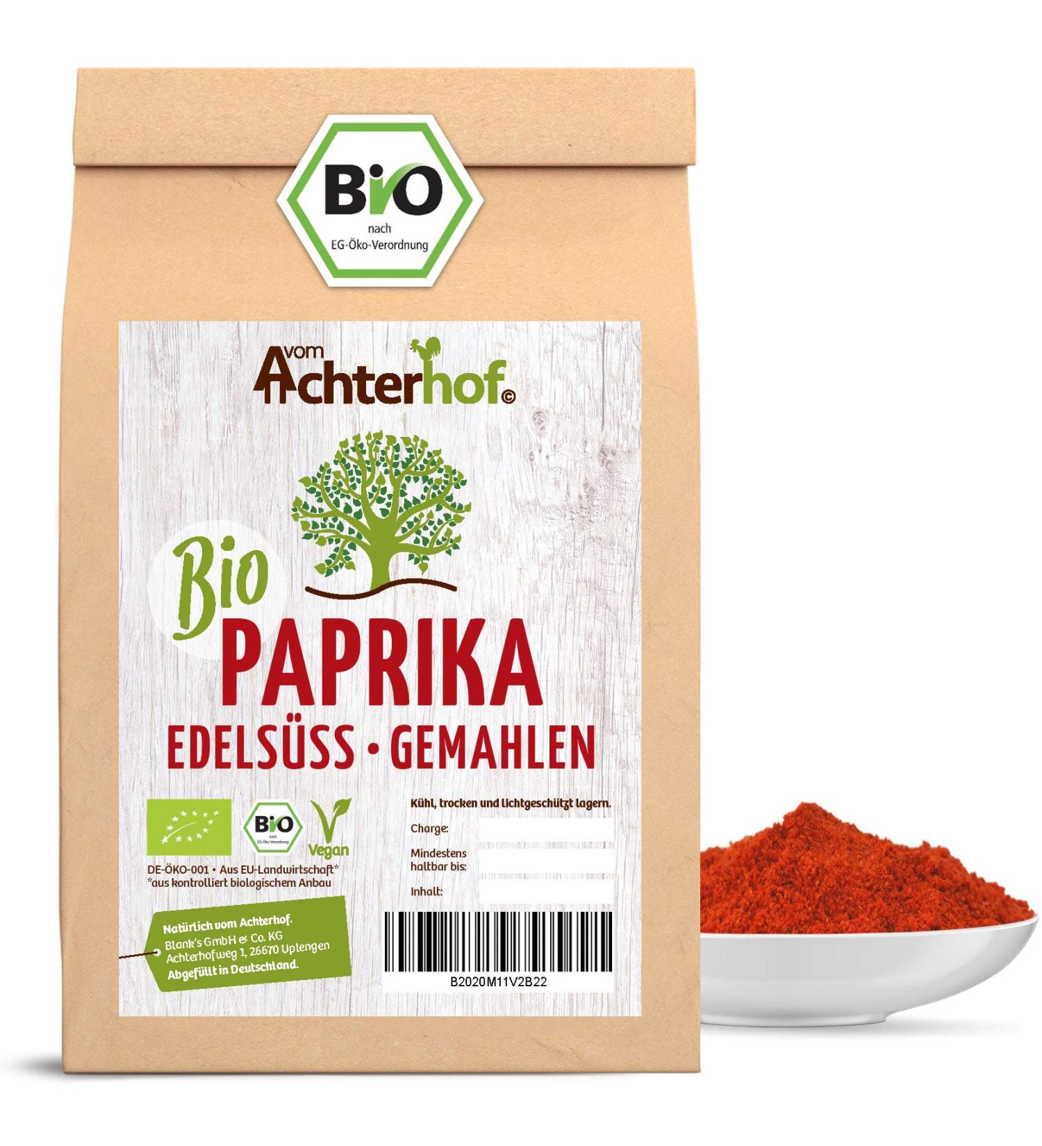 Organic Paprika Powder 500g | Noble-Sweet & Mild Picante Spice for Hearty Dishes | Premium Quality from Achterhof - Buy Online on SooperMarket.com