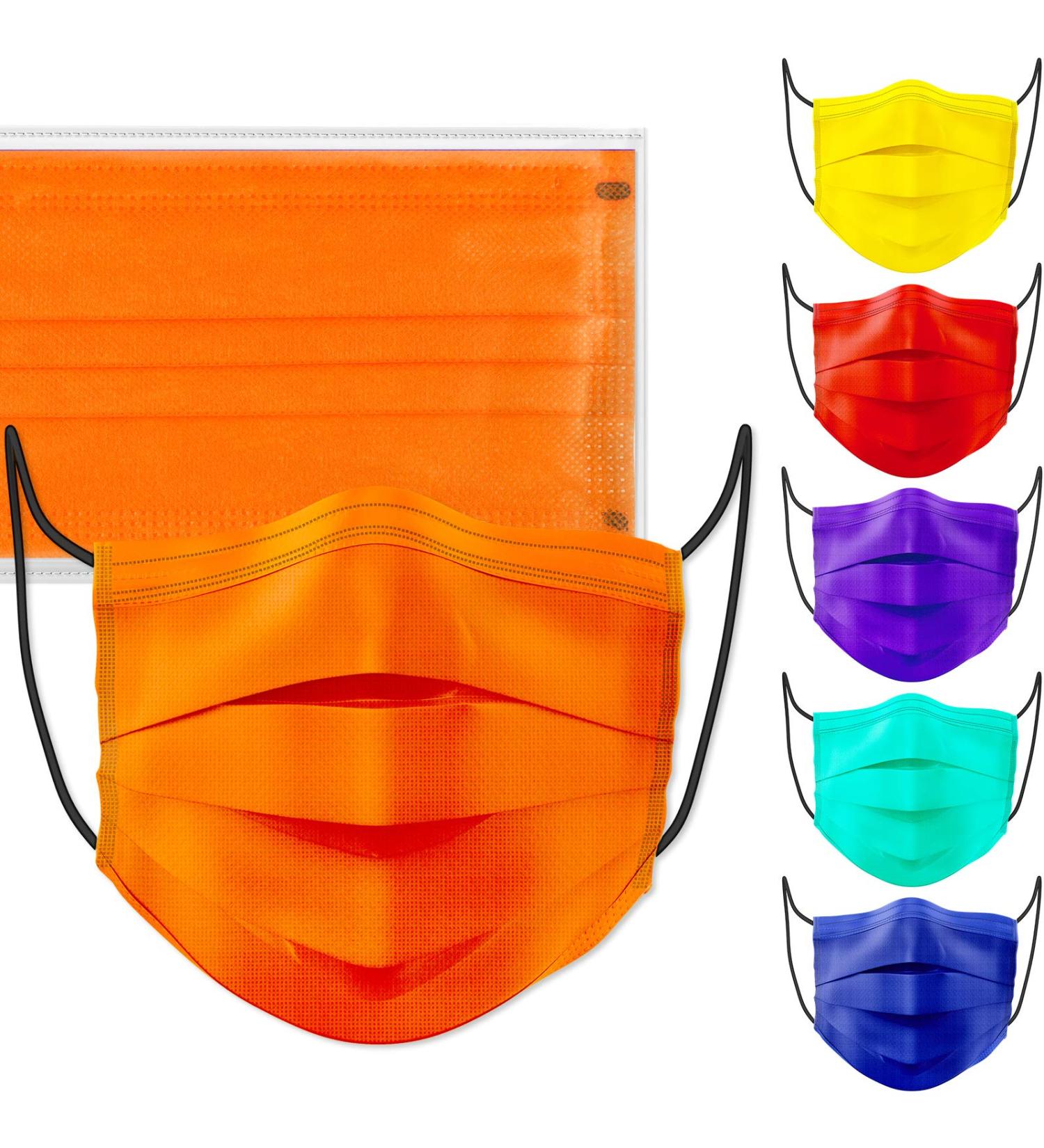 60PCS Disposable Face Mask Unisex Fashion Covering 4-Layer | Individually Sealed Skin-Friendly Breathable Comfort | 6 Solid Colors | Men Women - Buy Online on SooperMarket.com
