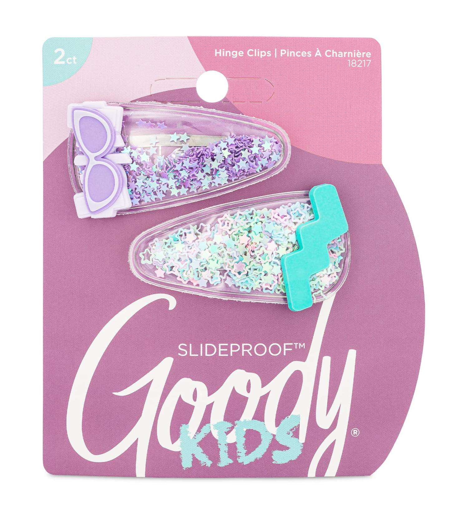 Goody Kids Slideproof Hair Snap Clips - Nostalgia Glitter (2 Count) | Hinge Clips for All Hair Types - Pain-Free Accessories for Women and Girls - Buy Online on SooperMarket.com
