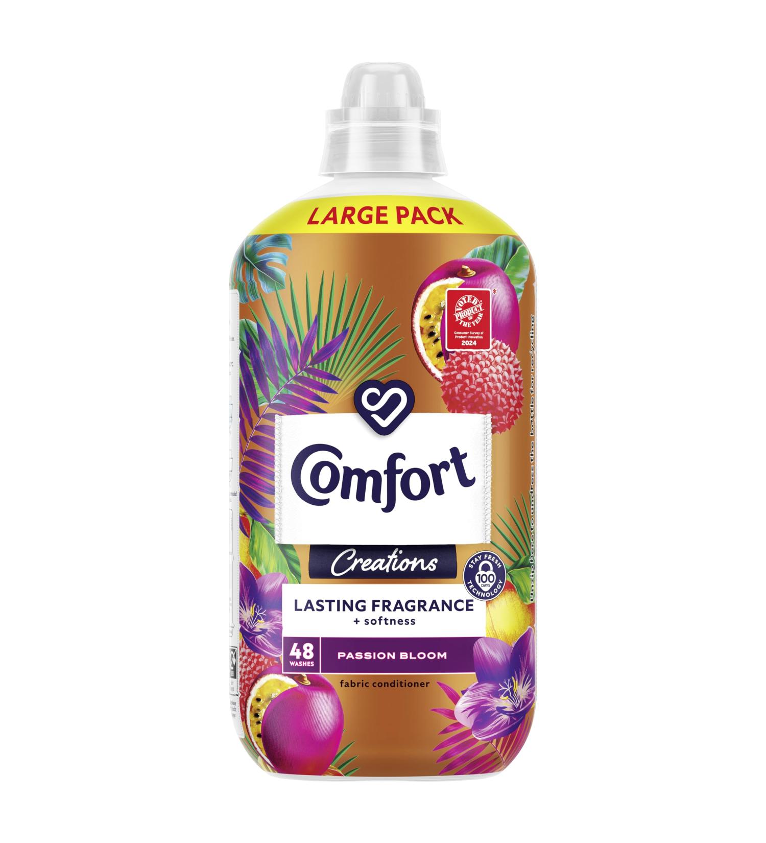Comfort Creations Passion Bloom Fabric Conditioner with Stay Fresh technology for 100 days of freshness + fragrance* 48 washes (1.44 L) - Buy Online on SooperMarket.com