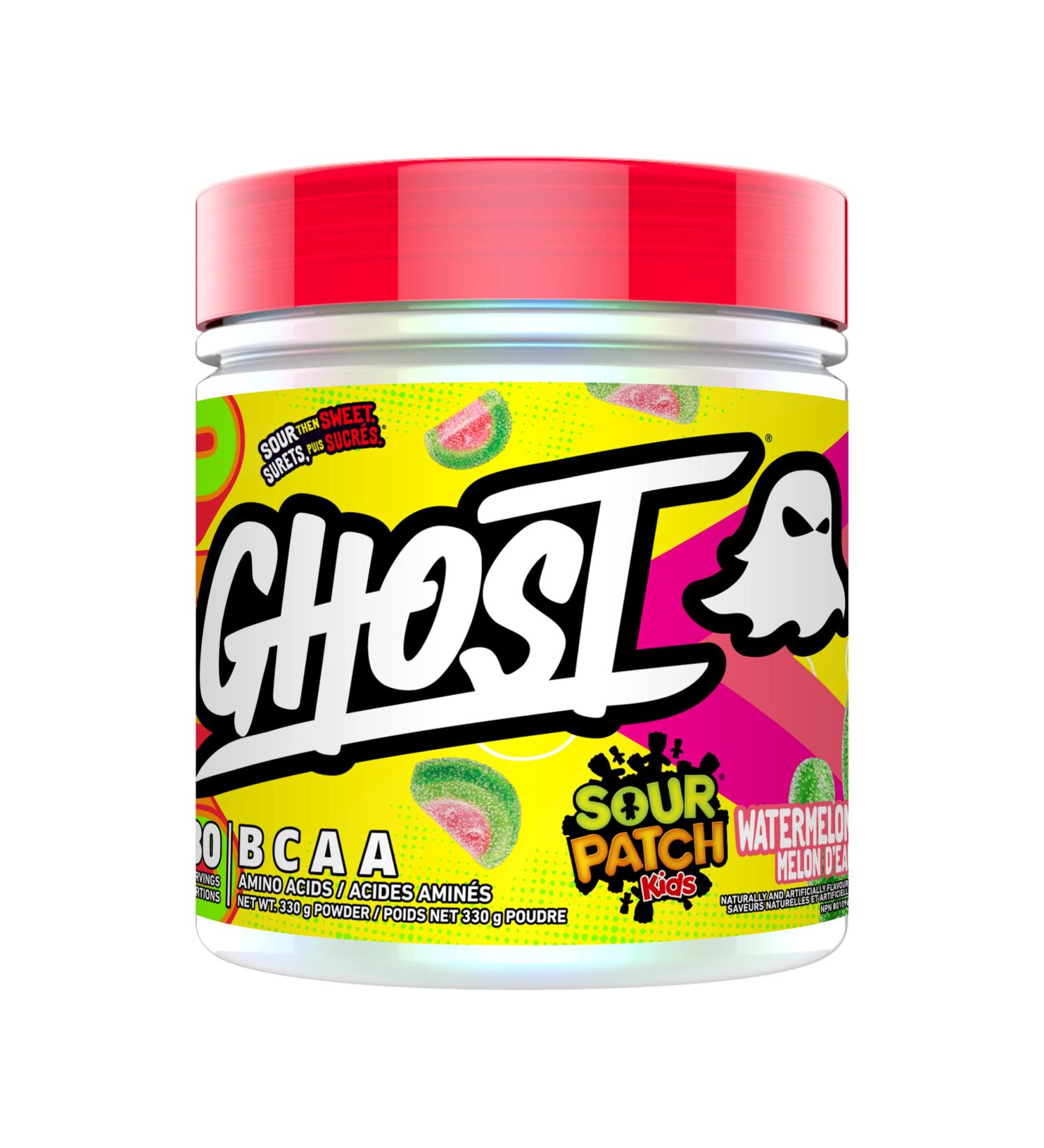 GHOST BCAA Amino Acids Sour Patch Kids Watermelon - 30 Servings - Sugar-Free Intra and Post Workout Powder & Recovery Drink 7g BCAA Supports Muscle Growth & Endurance- Soy & Gluten-Free Vegan Watermelon 30 Servings (Pack of 1) - Buy Online on SooperMarket.com