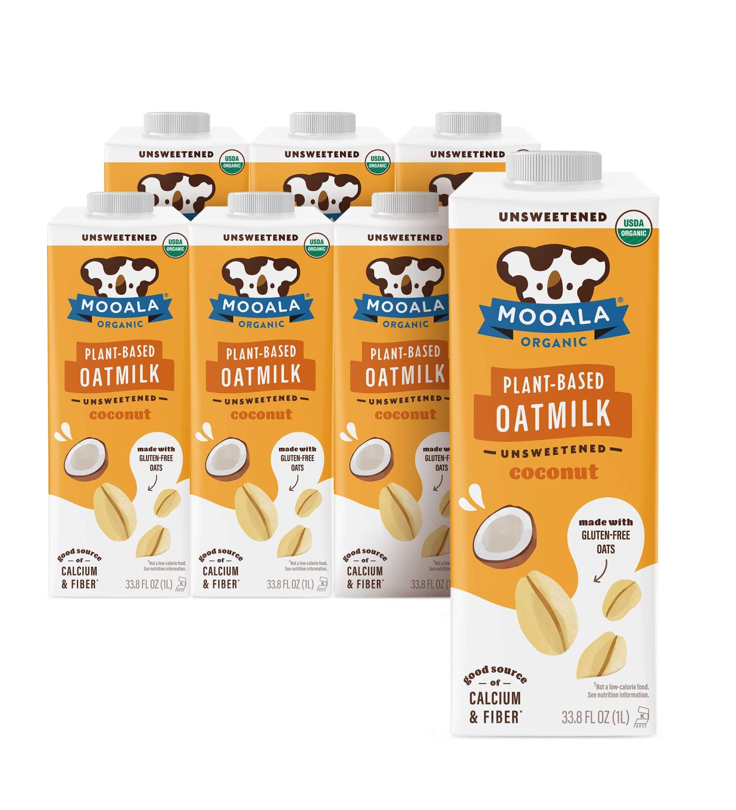 Mooala Organic Coconut Oatmilk Unsweetened 1L (Pack of 6) | Non-Dairy, Gluten-Free, Vegan & Plant-Based Beverage - No Added Sugar | Shelf-Stable - Buy Online on SooperMarket.com