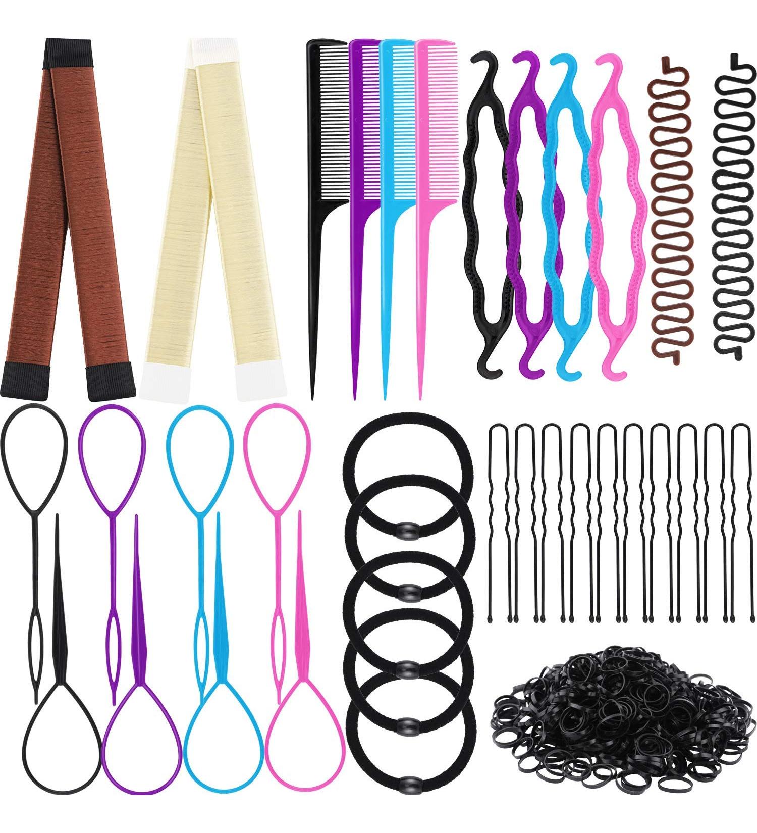 536 Pieces Hair Braiding Tools Include French Twist Bun Makers DIY Hair Styling Tool Kit French Centipede Braiders Hair Bobby Pins Elastic Hair Ties Mini Rubber Bands Assorted styles - Buy Online on SooperMarket.com