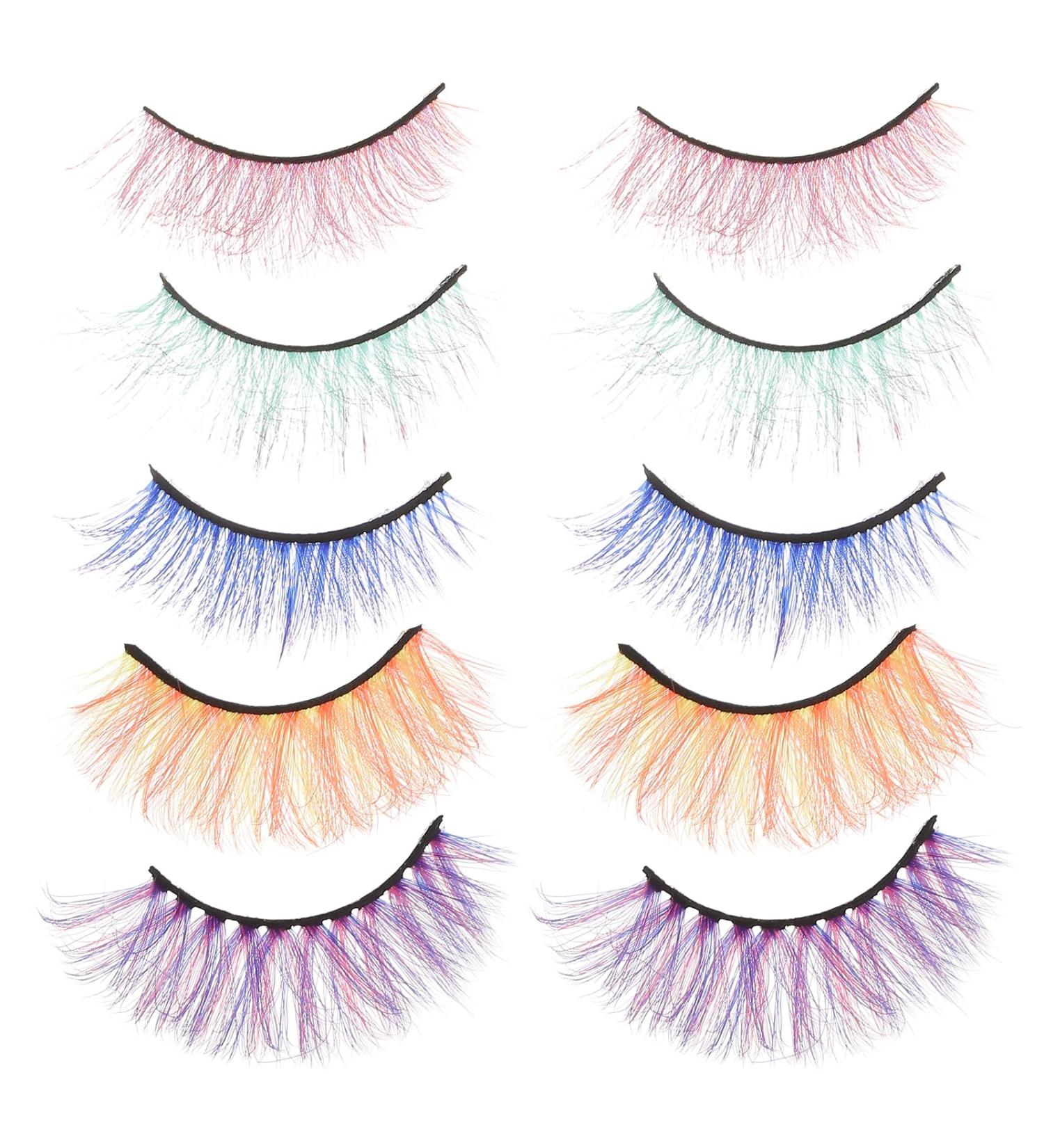 FOMIYES 20 Pairs Colored False Eyelashes - Handmade Rainbow Luxurious Synthetic Fiber Makeup Lashes | 5D Soft Fake Lashes (Pack of 1 - Buy Online on SooperMarket.com