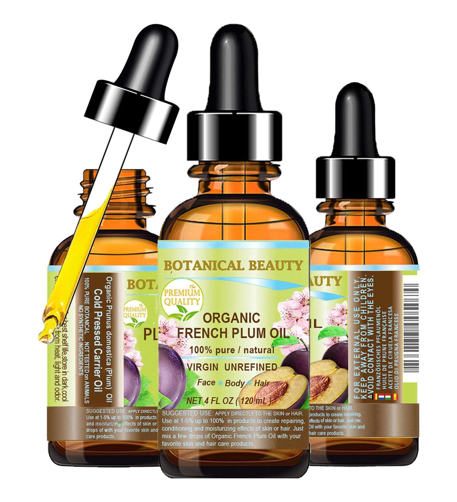 Buy 100% Pure Organic Plum Oil - Cold Pressed Carrier Oil for Face Skin Hair & Nails | 4 Fl. oz - Botanical Beauty - Buy Online on SooperMarket.com