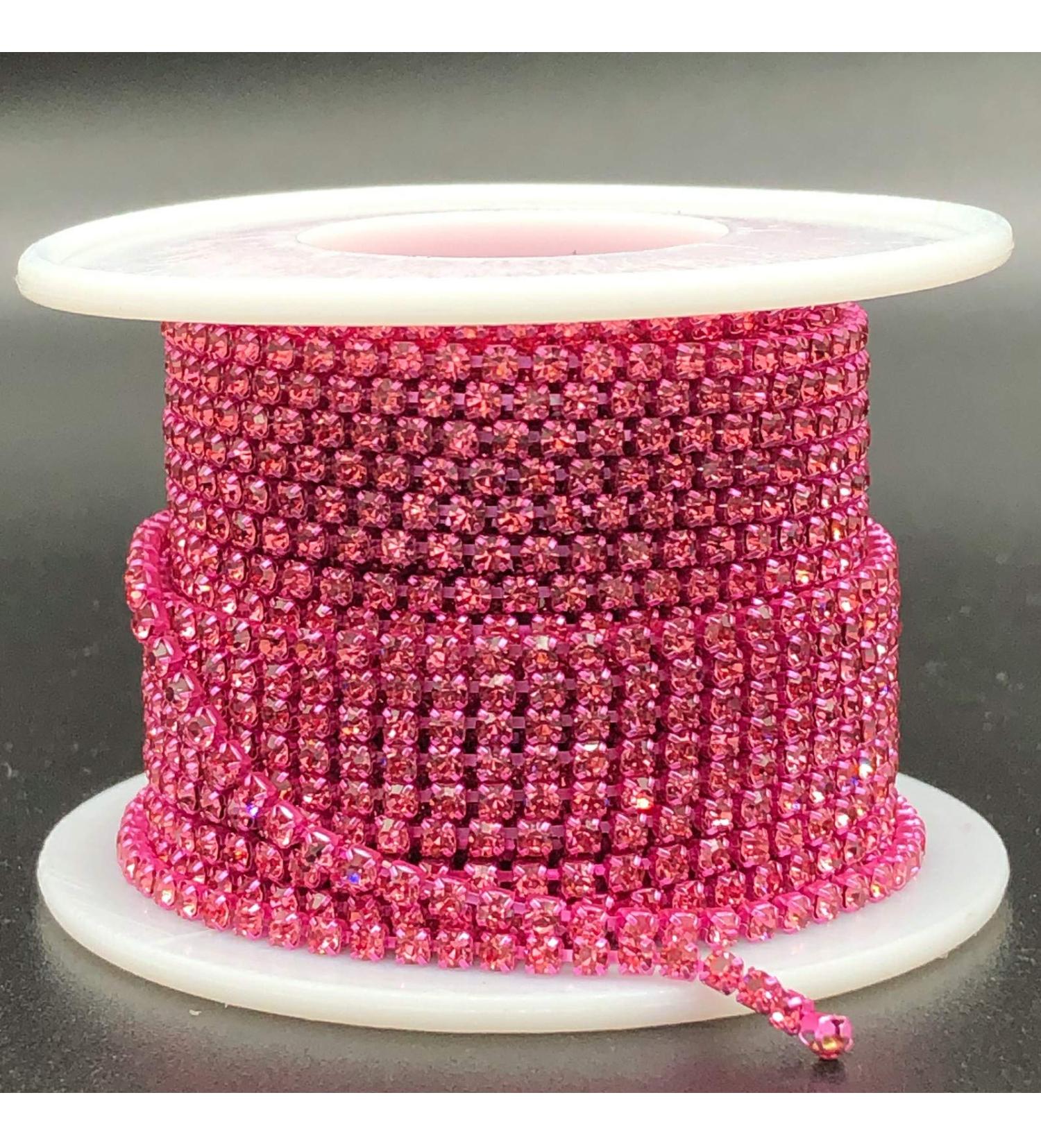 Towenm 1 Roll 10 Yards Rhinestone Chain - 2mm Crystal Claw Cup Chain Trim - Sew on Crystal Rhinestone Chain Roll - Rose SS6 / 2mm - Buy Online on SooperMarket.com