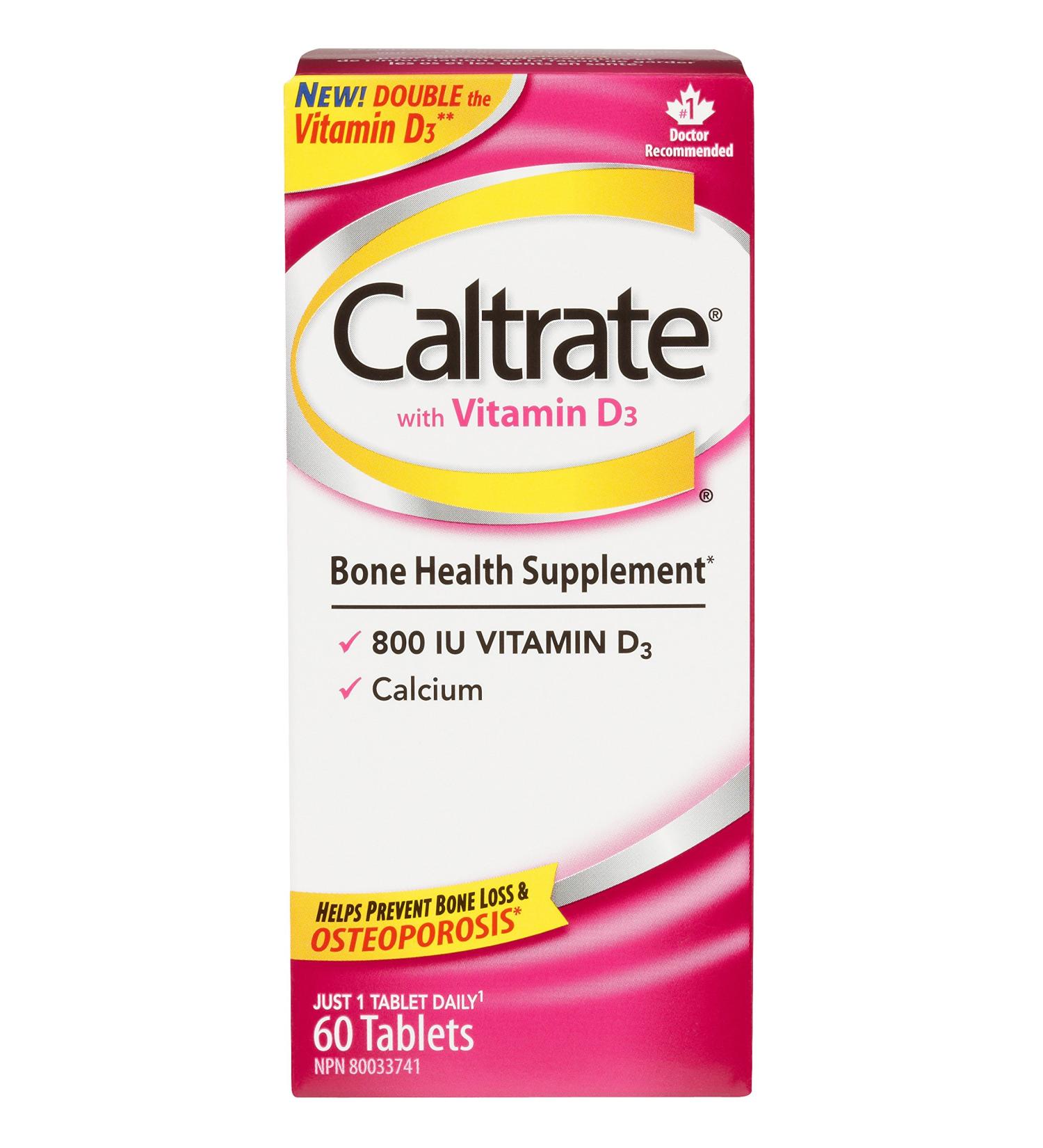 Caltrate with Vitamin D3 (60 Count) 600 mg Calcium Vitamin D3 Bone Health Supplement - Buy Online on SooperMarket.com