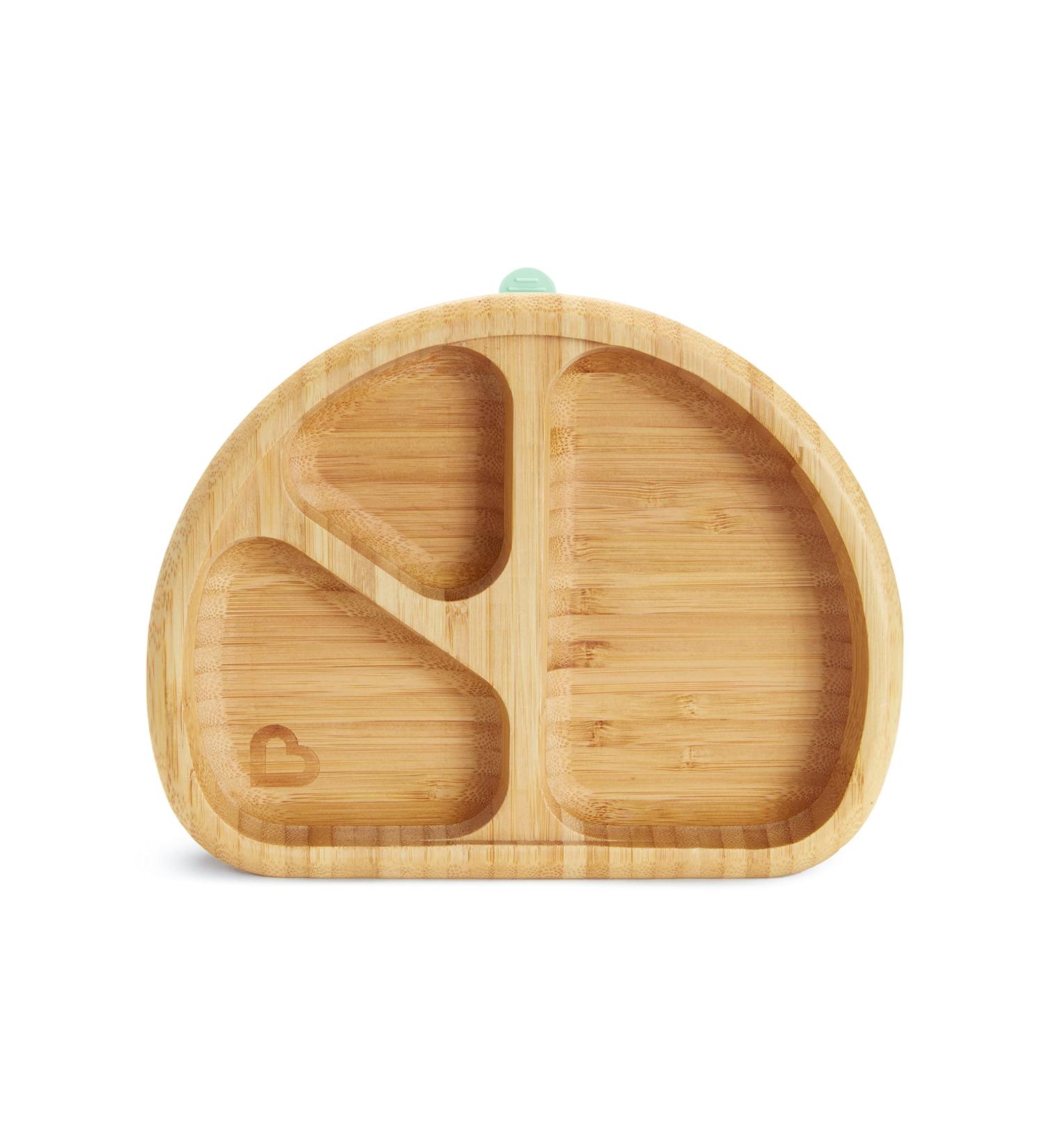 Munchkin Bambou Divided Plate - Stay Put Suction Plate for Babies & Toddlers | BPA Free Bamboo Plate for Baby Weaning | Kids' Mealtime Essential - Buy Online on SooperMarket.com