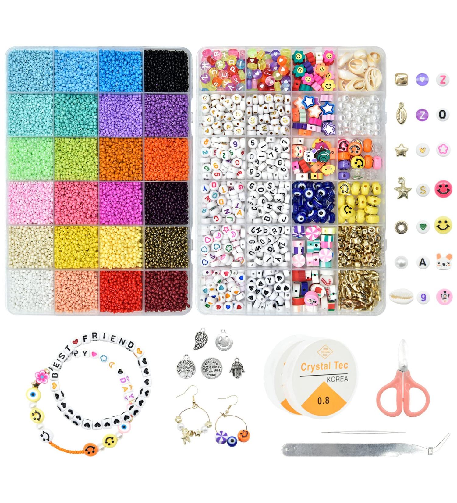 JOJANEAS 28800pcs 2mm Glass Seed Beads Jewelry Making Kit - 24 Colors Bracelet Necklace Ring Set - Buy Online on SooperMarket.com