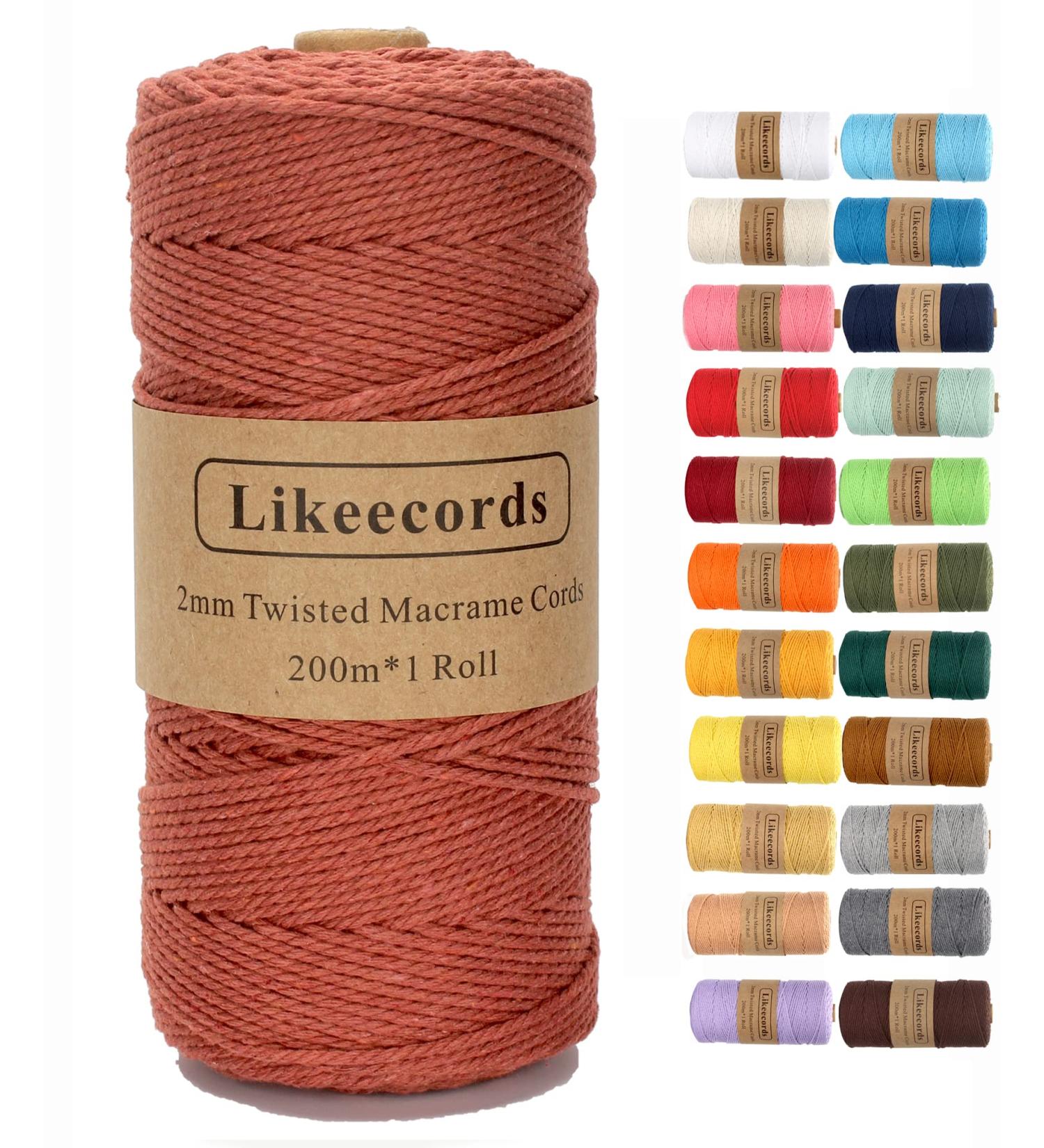 2mm x 219yd Macrame Cord - Natural White Cotton Twine String for DIY Knitting & Plant Hangers - Rustic Craft String for Christmas Wedding Decor - Buy Online on SooperMarket.com