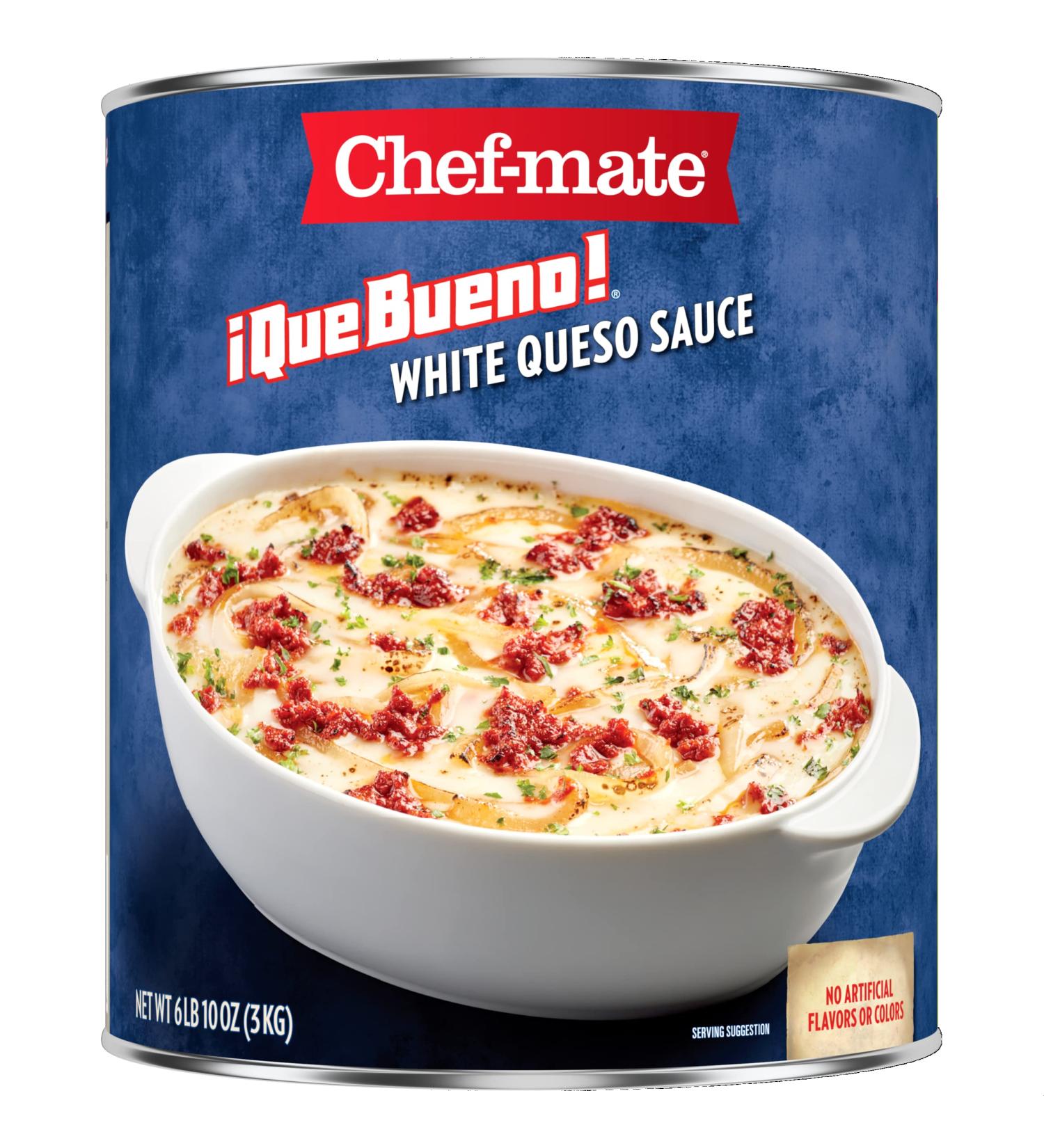 Chef-mate Que Bueno White Queso and Nacho Cheese Sauce  Canned Food  6 lb. 10 oz. Bulk Can - Buy Online on SooperMarket.com