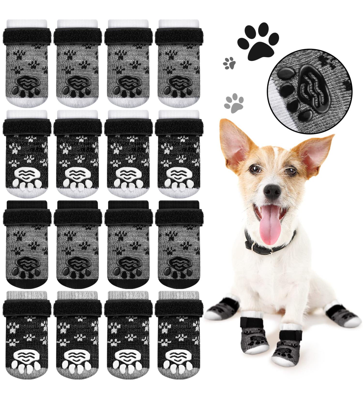 X-Small Dog Indoor Socks - 16 Pieces Anti-Slip Dog Socks with Grips for Hardwood Floors - Buy Online on SooperMarket.com