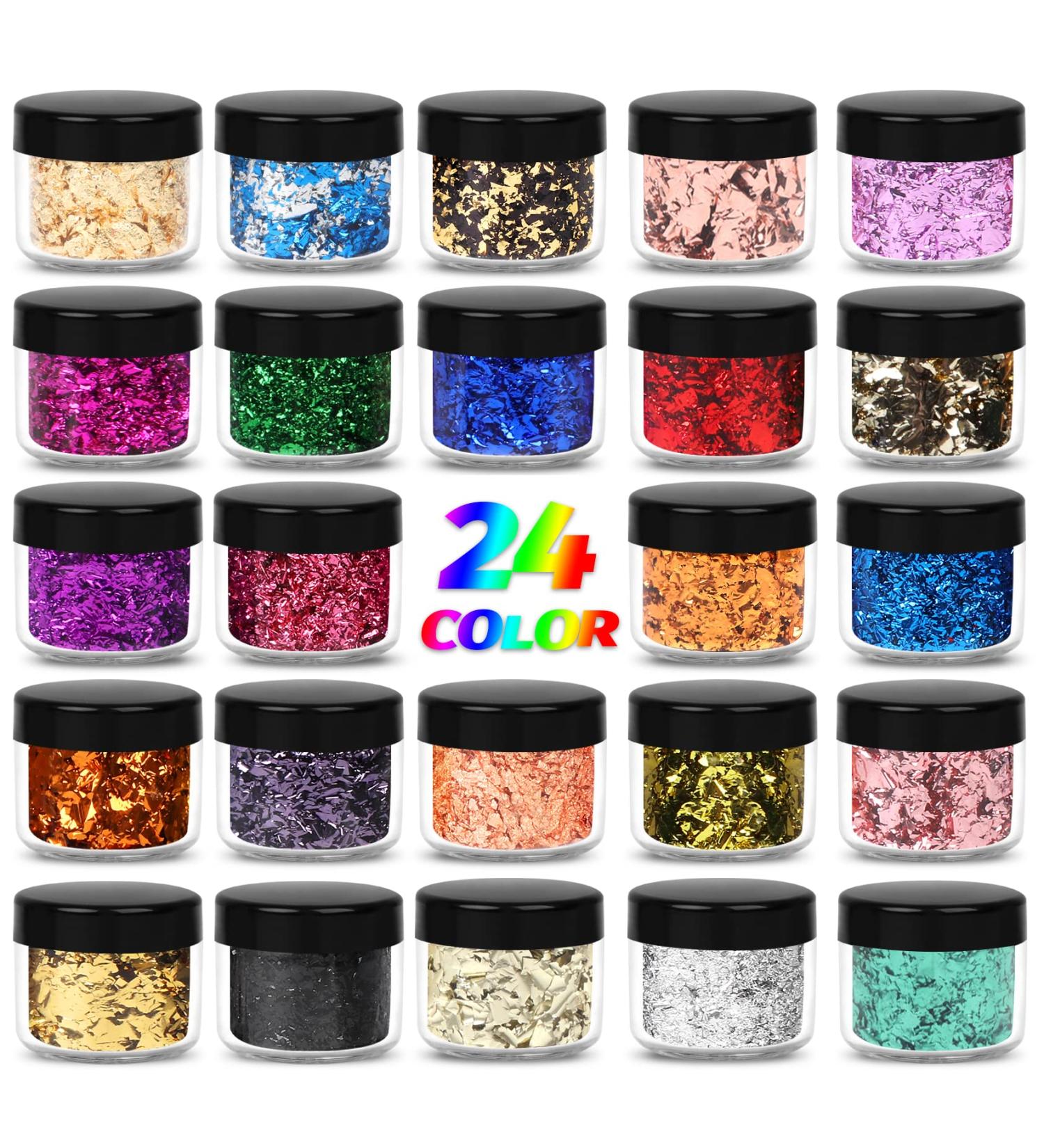 24 Color Metallic Gold Foil Flakes for Resin, Nails, Painting & Crafts - Buy Online on SooperMarket.com
