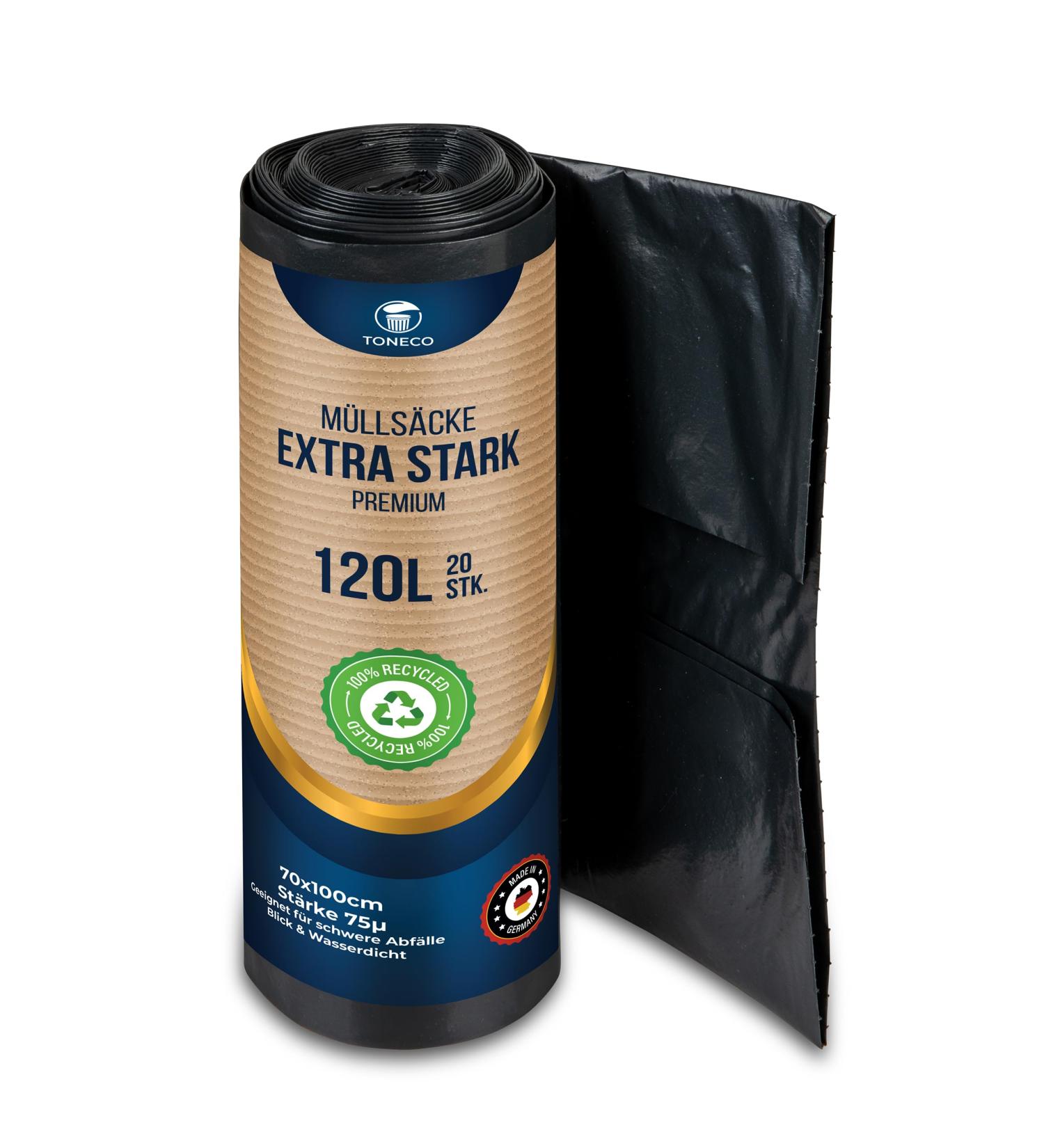 Buy Professional 120L Extra Strong Garbage Bags - 100% Recycled 75 - Best Prices Online! (20 to 600 Sacks) - Buy Online on SooperMarket.com