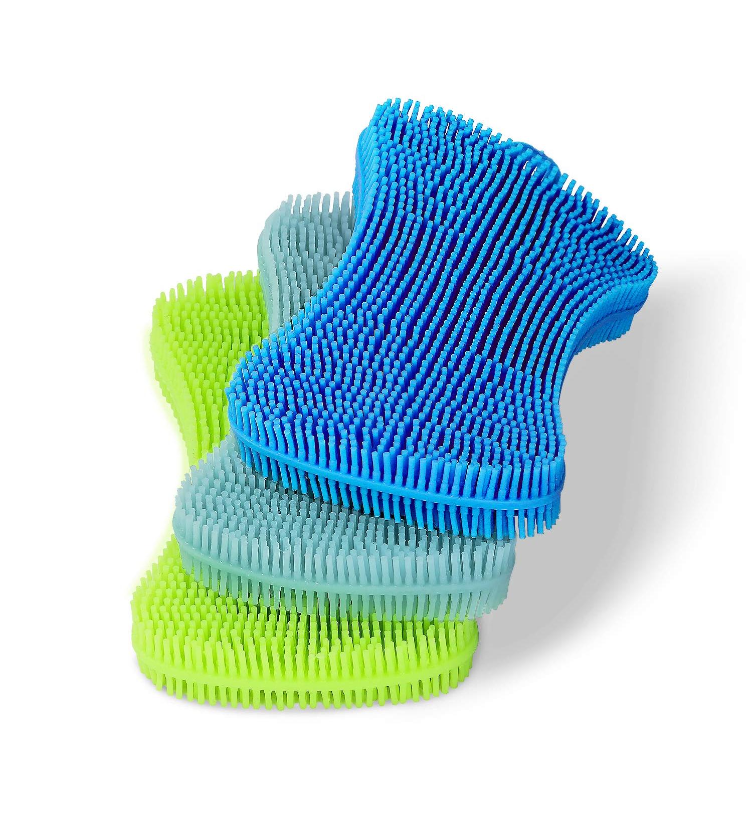 Silicone Sponge Dish Washing Kitchen Gadgets Brush (3 Pack) Blue+Grey+Green - Geloo - Buy Online on SooperMarket.com