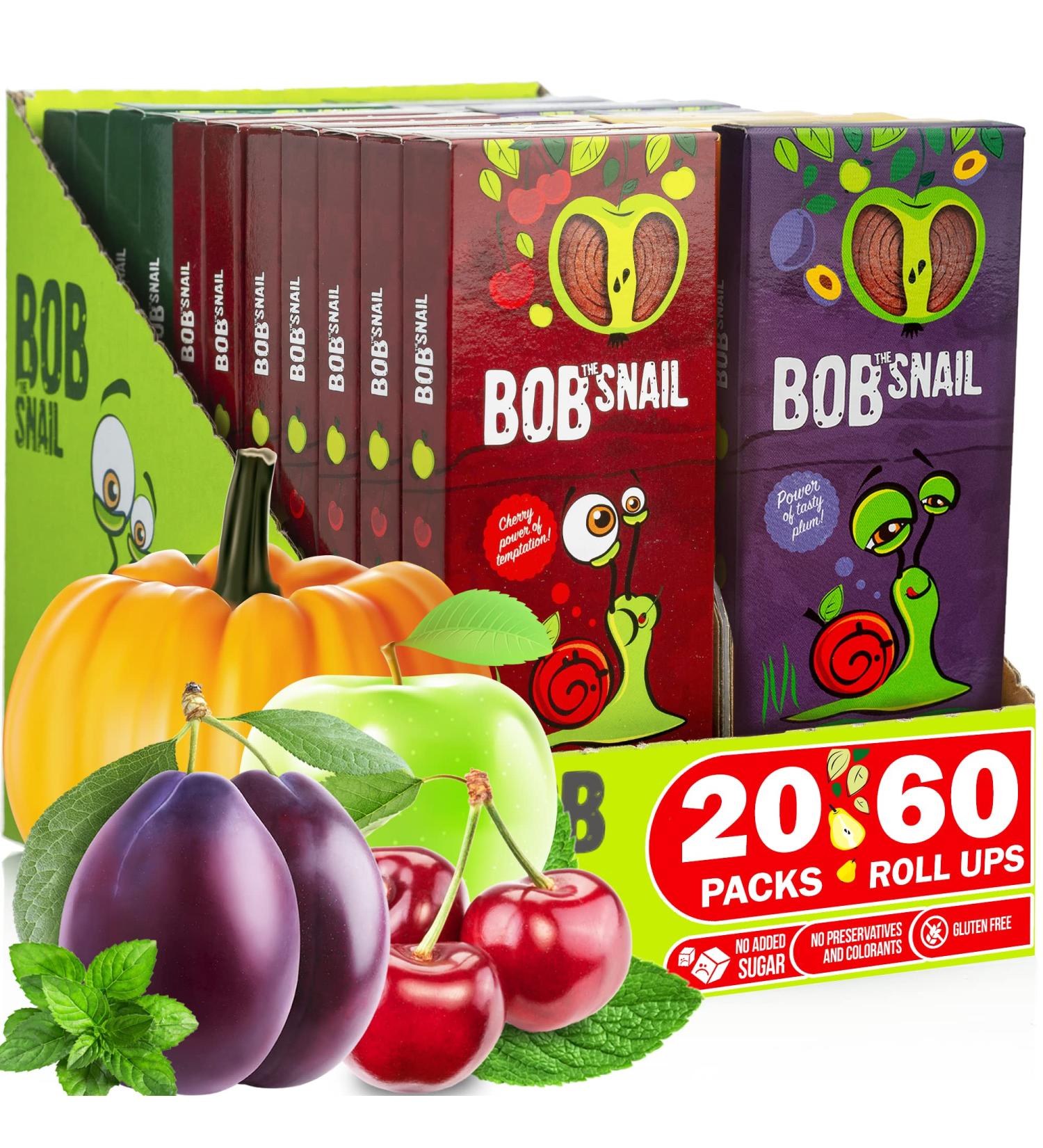 Healthy Snacks Variety Pack - 60 Individual Fruit Roll Ups - Apple Cherry Plum Pumpkin Mint - Vegan, Low Carb, Gluten Free - Dried Fruit Mix for Kids and Adults - Buy Online on SooperMarket.com