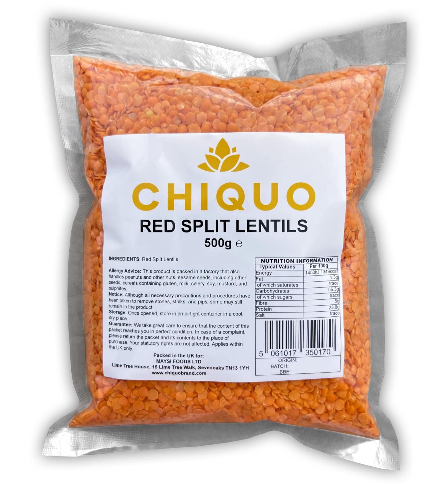 Chiquo Red Split Lentils 500g - Masoor Dal - High Protein | Buy Online - Buy Online on SooperMarket.com