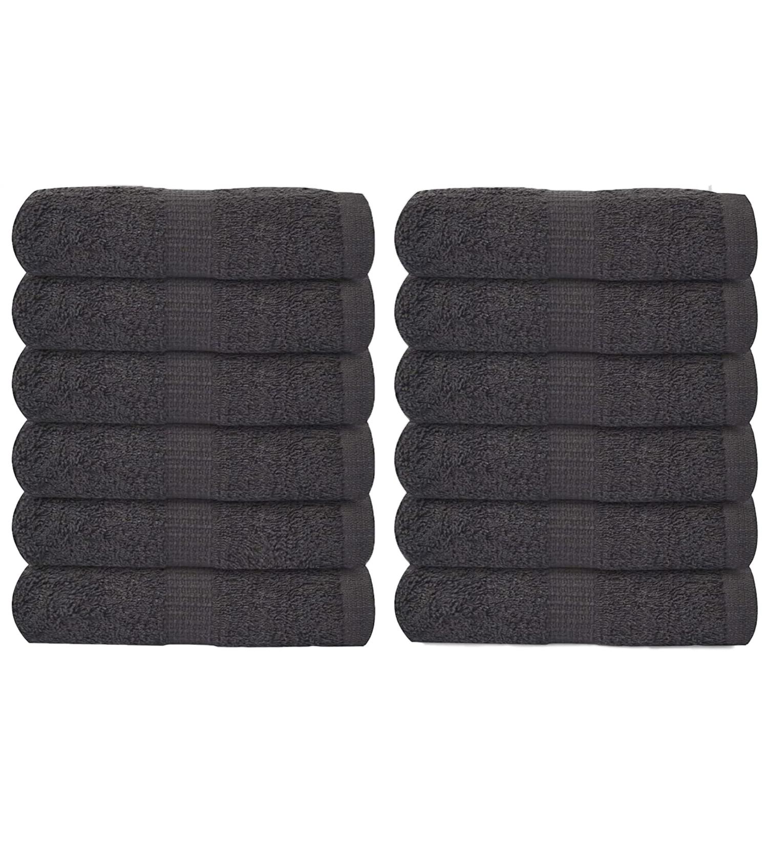 Gold Textiles 100% Cotton Washcloth 12-Pack | Grey | 13x13 Inches | Ultra Soft & Absorbent - Hotel & Spa Collection - Buy Online on SooperMarket.com