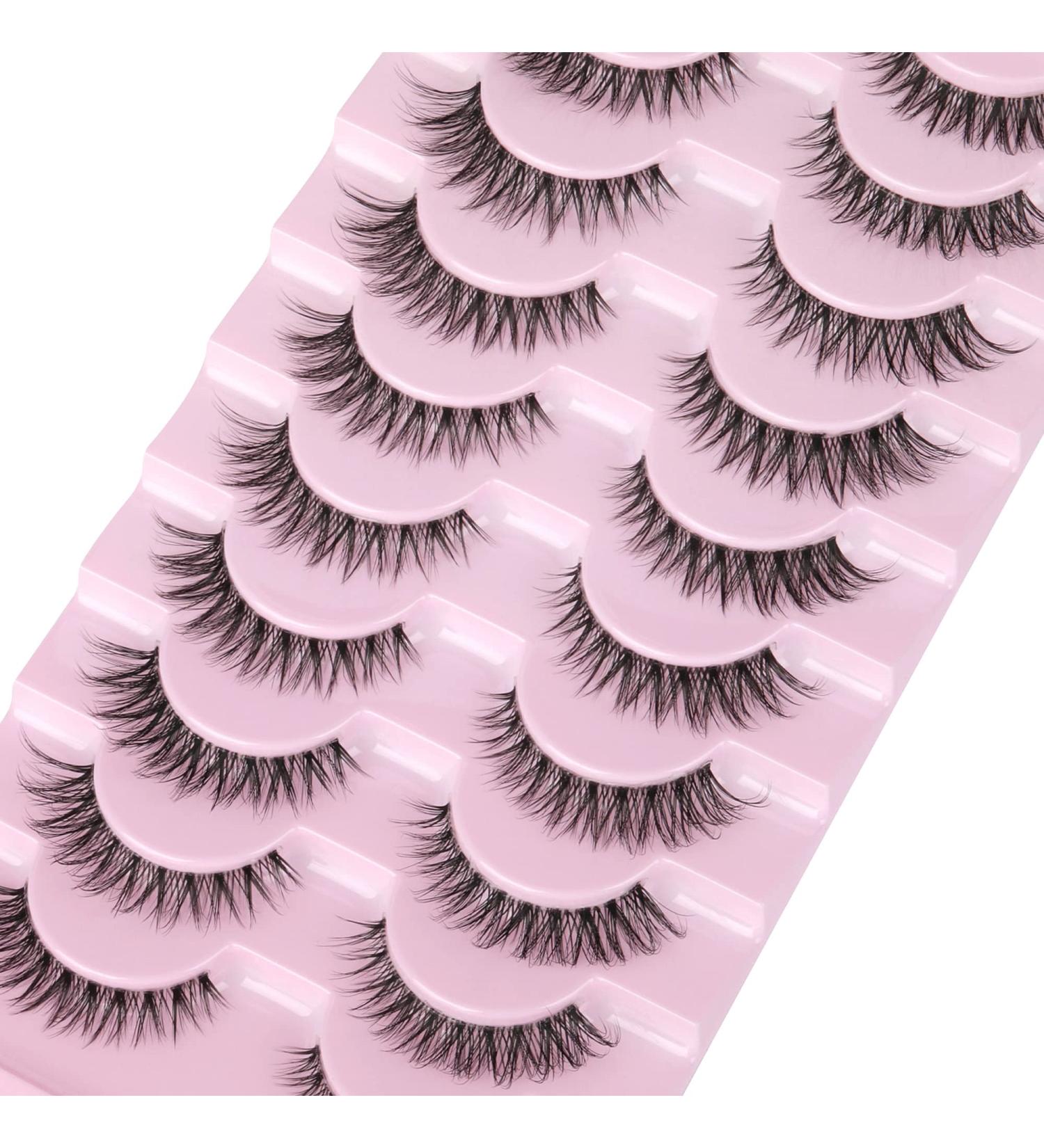 Wiwoseo 15MM Cat Eye False Eyelashes - Natural Wispy Russian Strip Lashes, 10 Pairs for Small Eyes - Buy Online on SooperMarket.com