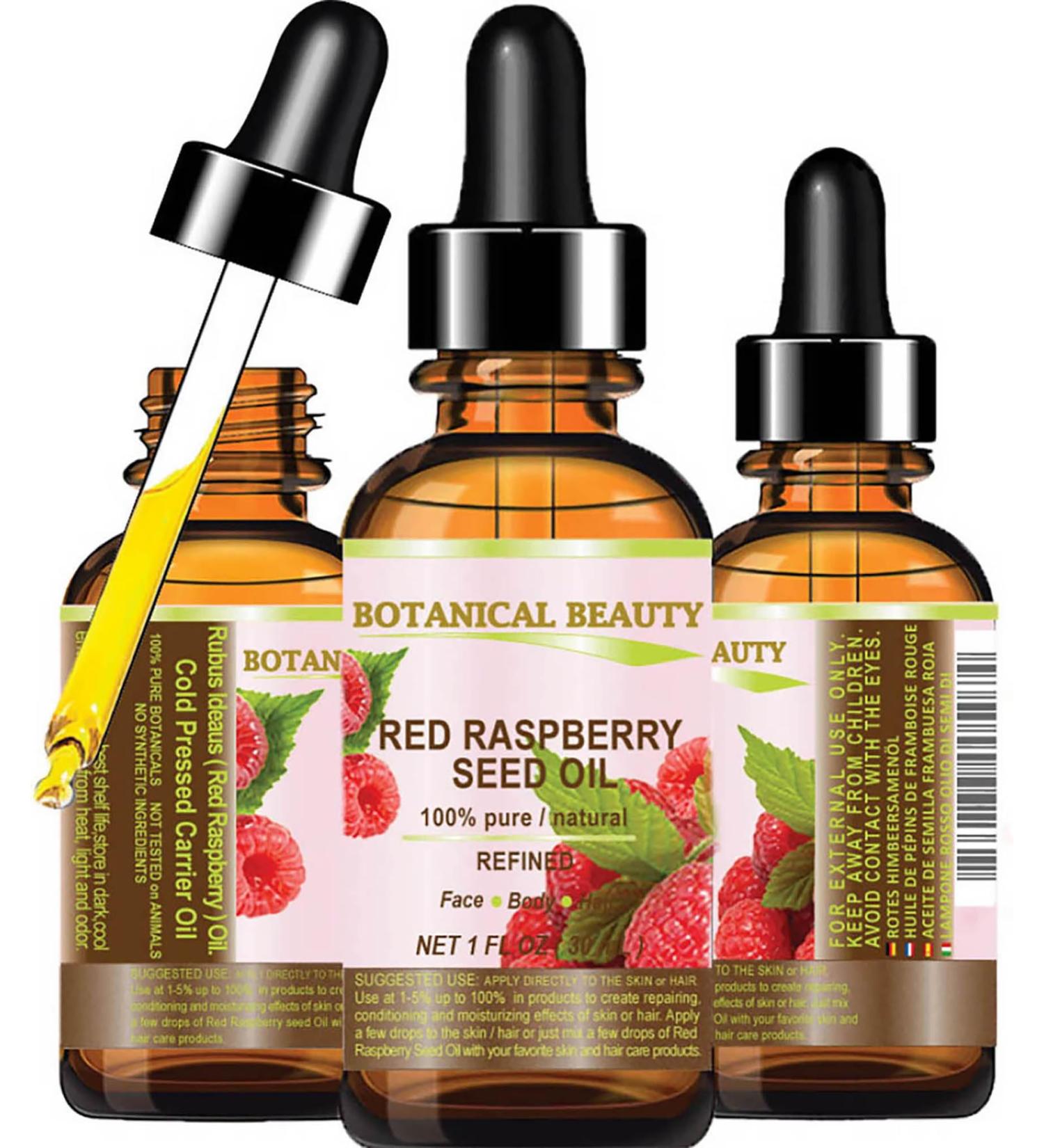 Botanical Beauty Red Raspberry Seed Oil - 100% Pure Cold Pressed Carrier Oil for Face Skin Hair Lips & Nails | 1 Fl. oz (30 ml) - International Shipping Available - Buy Online on SooperMarket.com