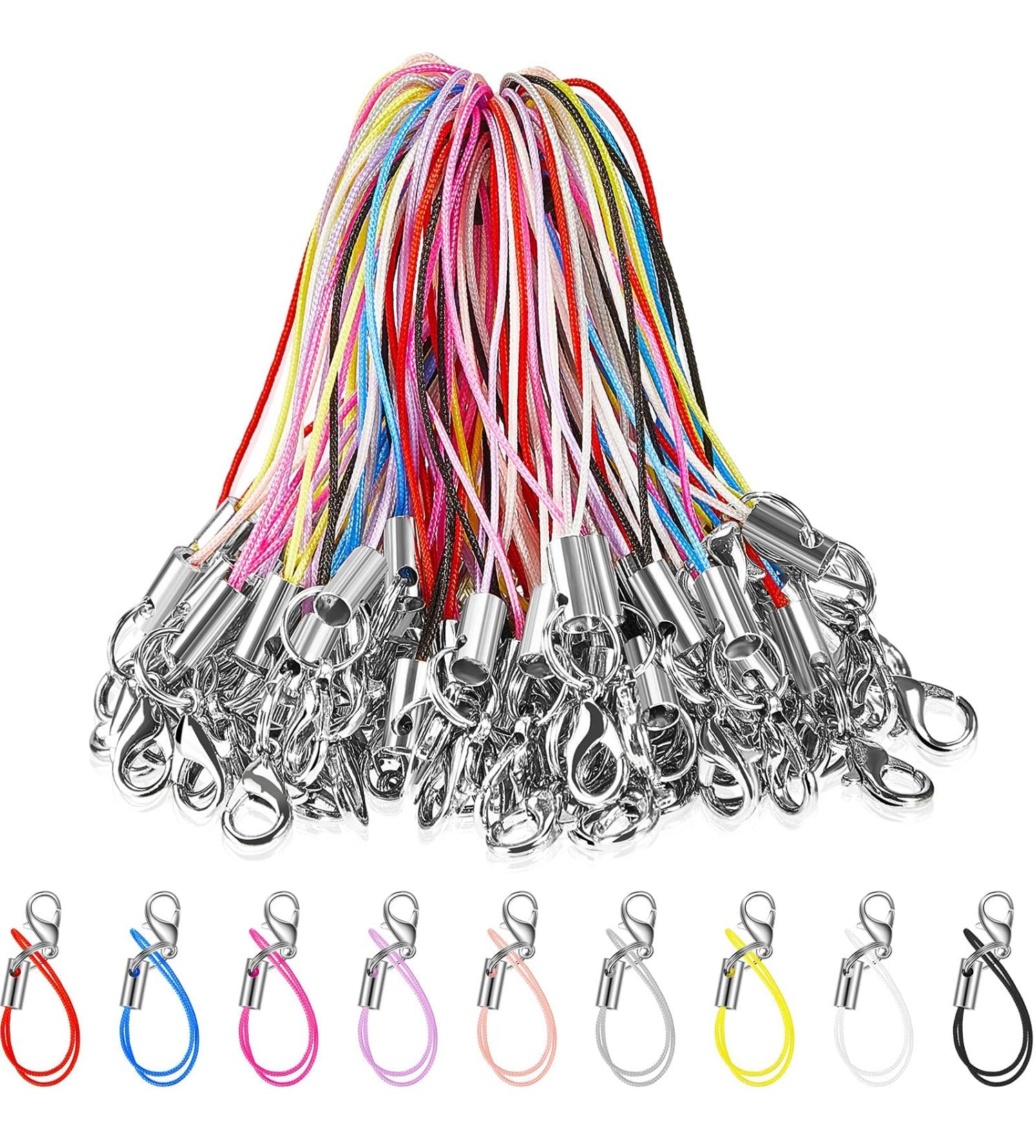 Flutesan Lobster Clasp Cords - 100 Pieces, 9 Colors - Mini Lariat Cord Straps for DIY Jewelry - Cellphone/USB/Keychain Lanyards - Buy Online on SooperMarket.com