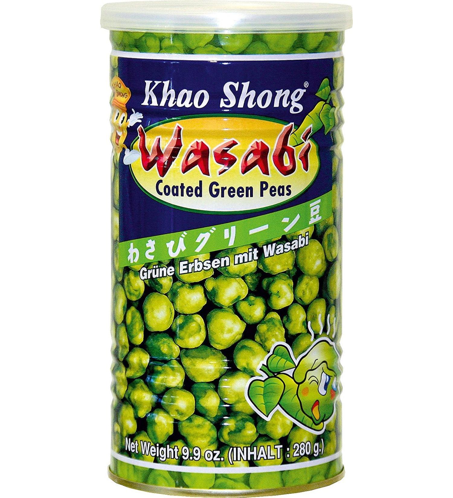 Khao shong green peas with Wasabi crispy peas in the sharp dough coat low -fat alternative to nuts medium sharpness 4 x 280 g can 70 g (4 Pack)