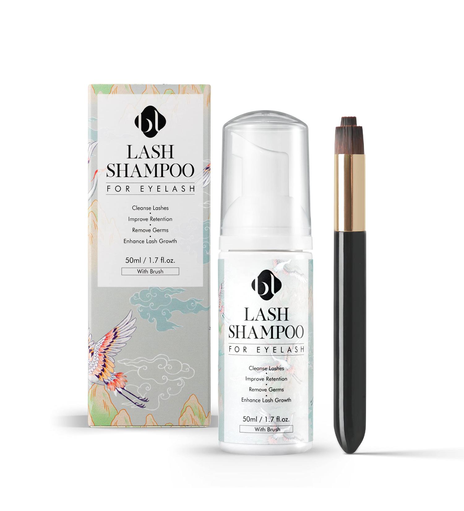 BL Lash Shampoo 50ml Bottle + Cleansing Brush | Gentle Citrus Foam Bath for Eyelash Extensions | Eye Makeup Remover | Easy-to-Use - Buy Online on SooperMarket.com