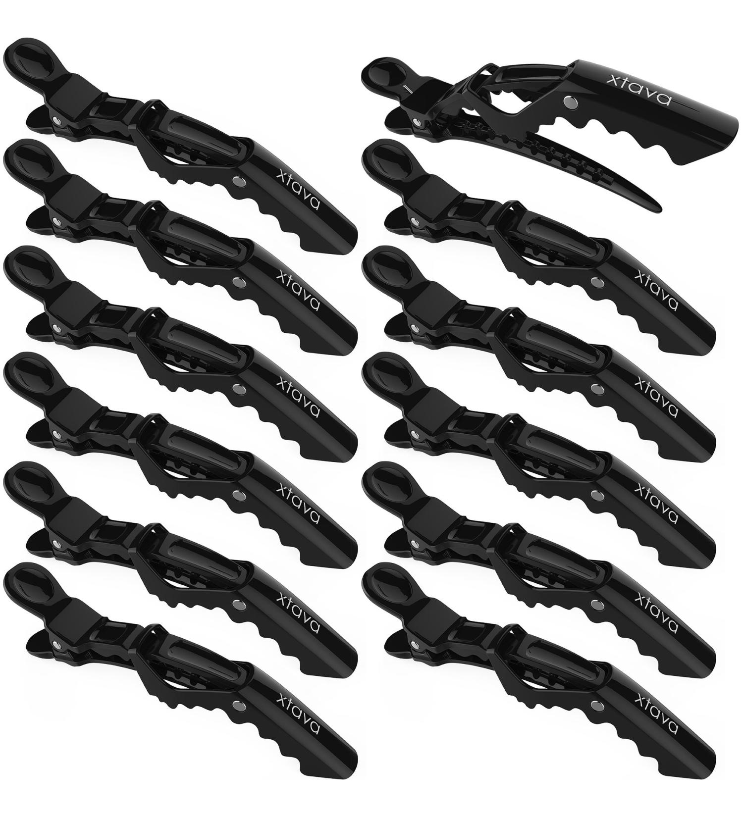 Xtava Styling Hair Clips - 12 pcs Professional Plastic Sectioning Clips for Thick and Thin Hair - Buy Online on SooperMarket.com