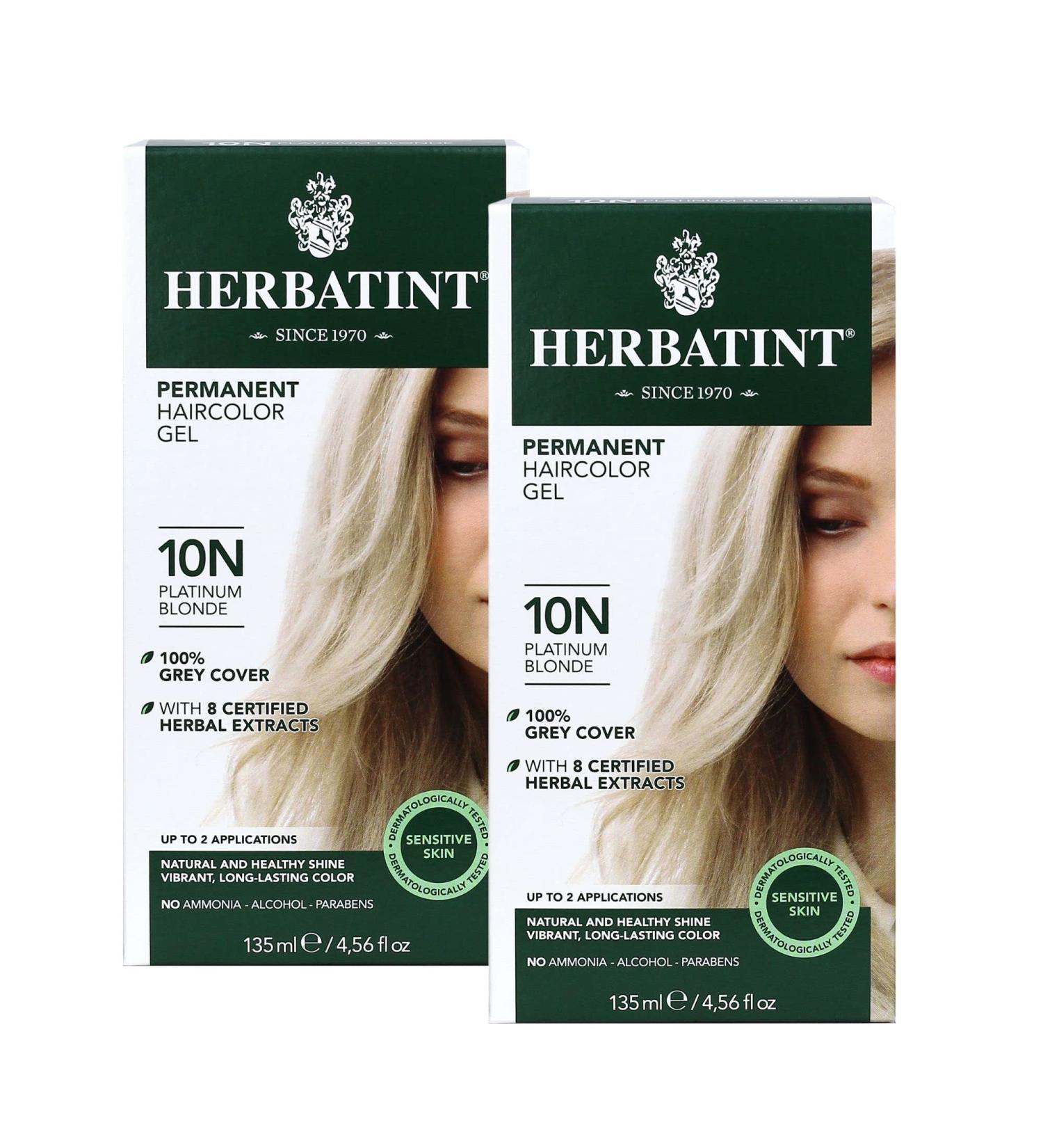 Herbatint Permanent Hair Color Gel 10N Platinum Blonde - 4.56 fl oz (135 ml) | Natural & Long-lasting - Buy Online on SooperMarket.com