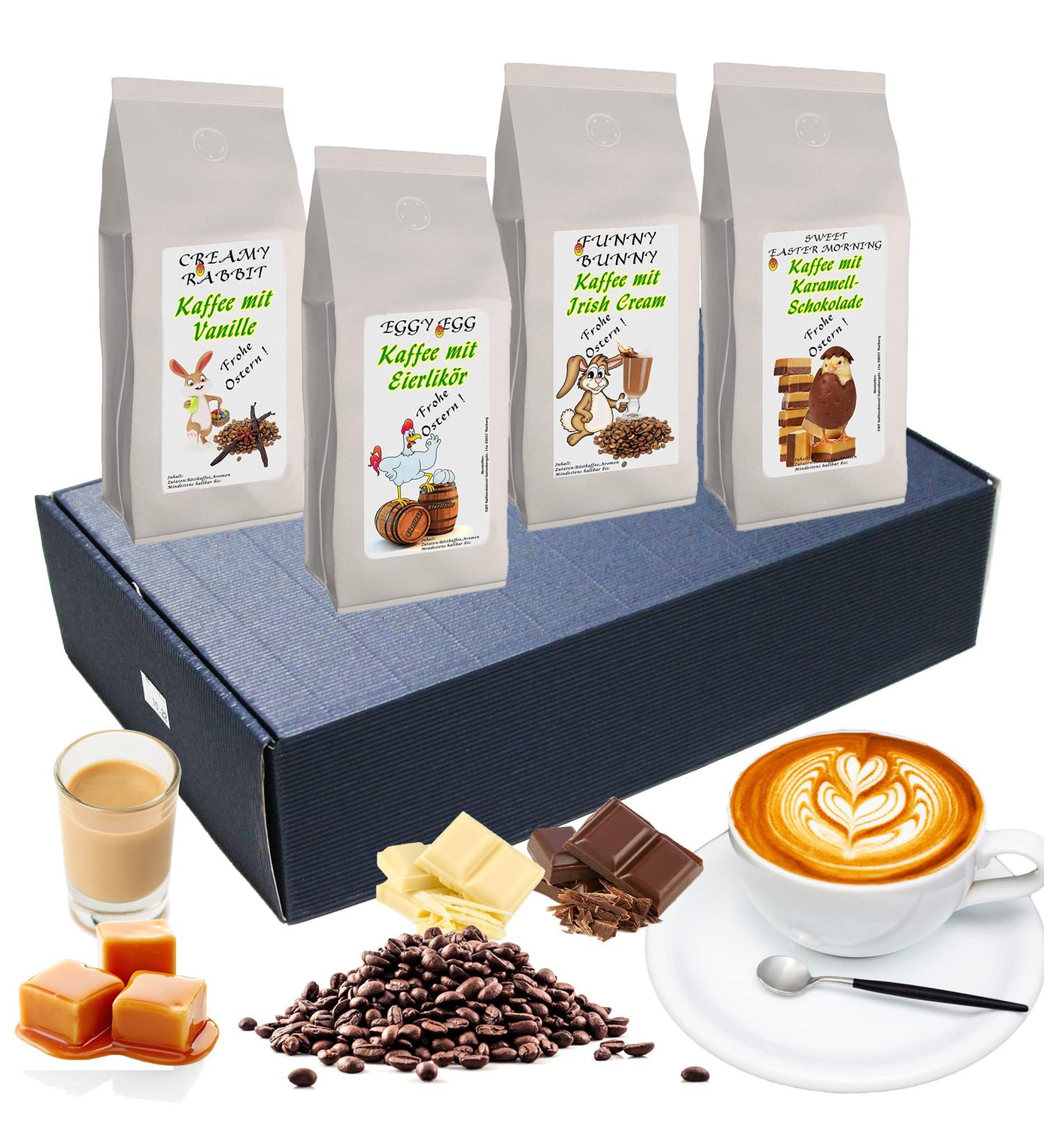Easter Gift Set: Flavored Coffee 4 x 200g - Whole Beans & Ground - Perfect Spring Treat - Buy Online on SooperMarket.com